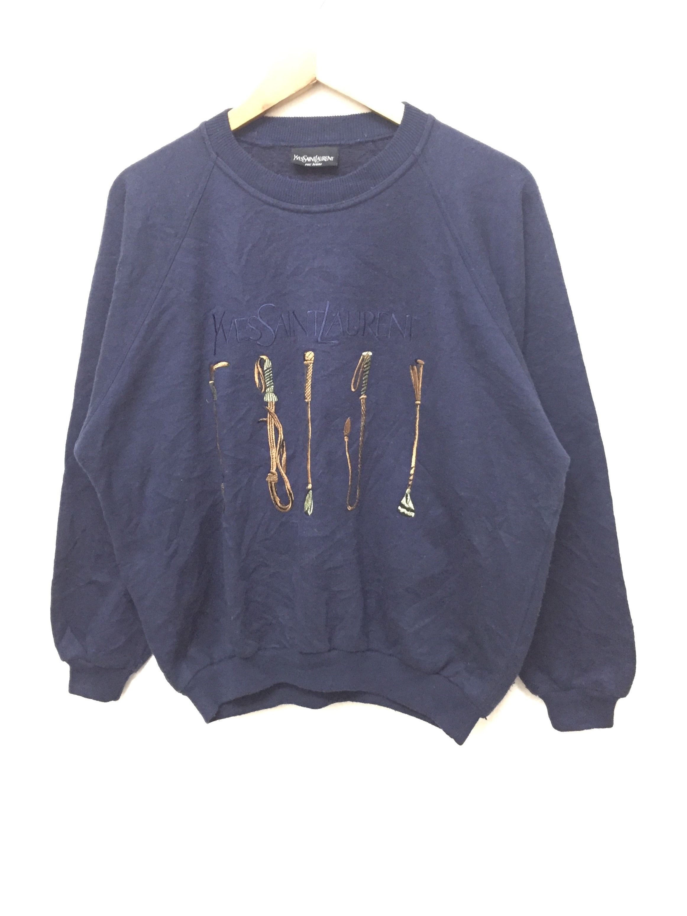 Yves Saint Laurent 90's YSL embroidered logo Cowboy sweatshirt luxury Size US M / EU 48-50 / 2 - 1 Thumbnail