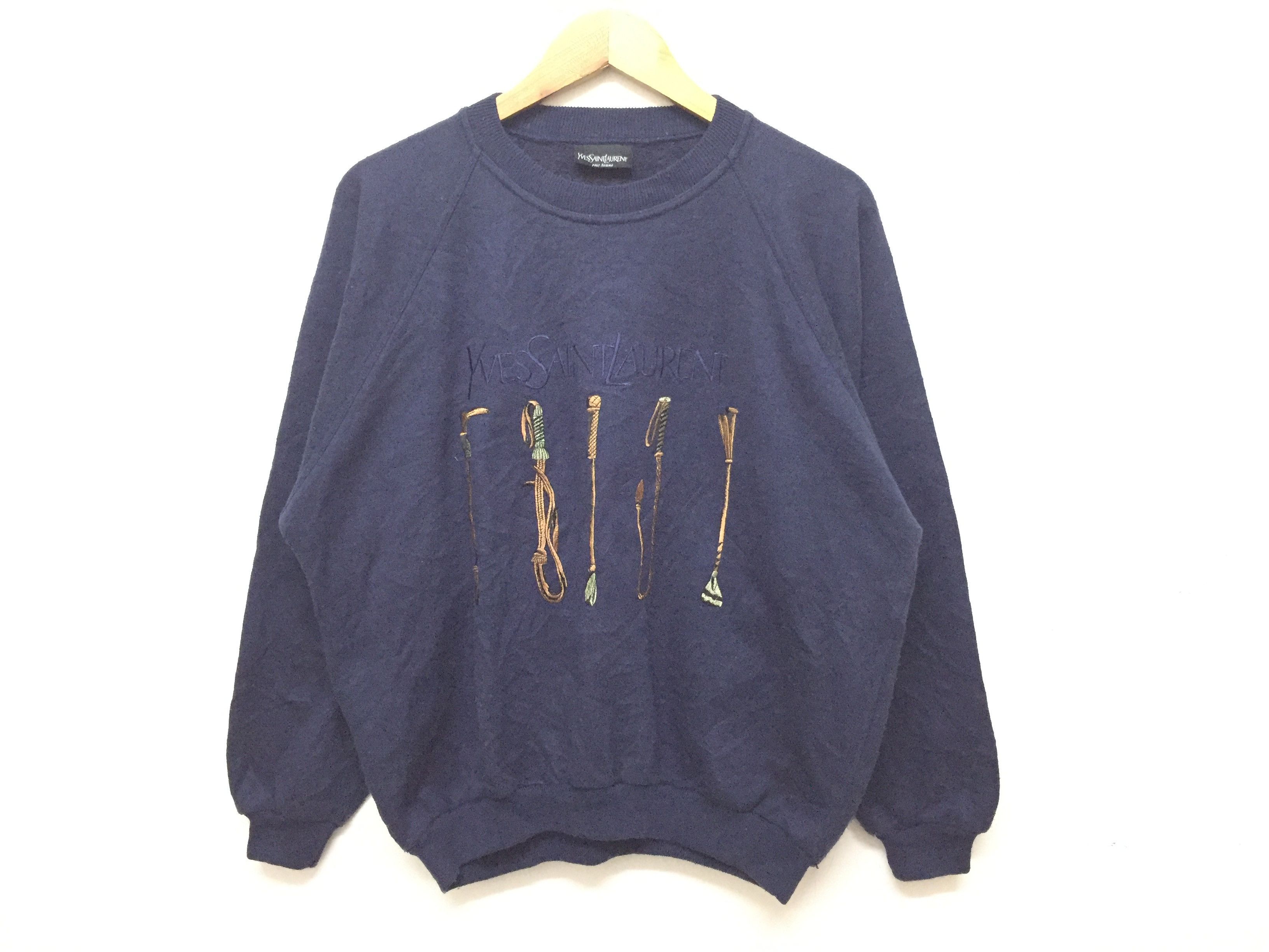 Yves Saint Laurent 90's YSL embroidered logo Cowboy sweatshirt luxury Size US M / EU 48-50 / 2 - 2 Thumbnail