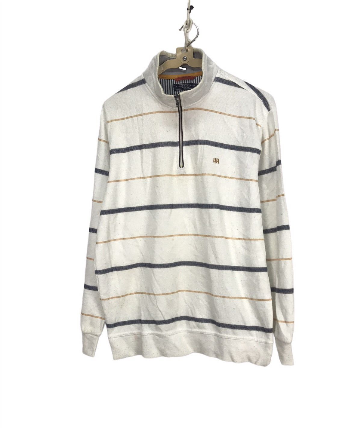 Japanese Brand × Kansai Yamamoto Kansai Yamamoto homme half zipper stripe sweatshirt Size US M / EU 48-50 / 2 - 1 Thumbnail