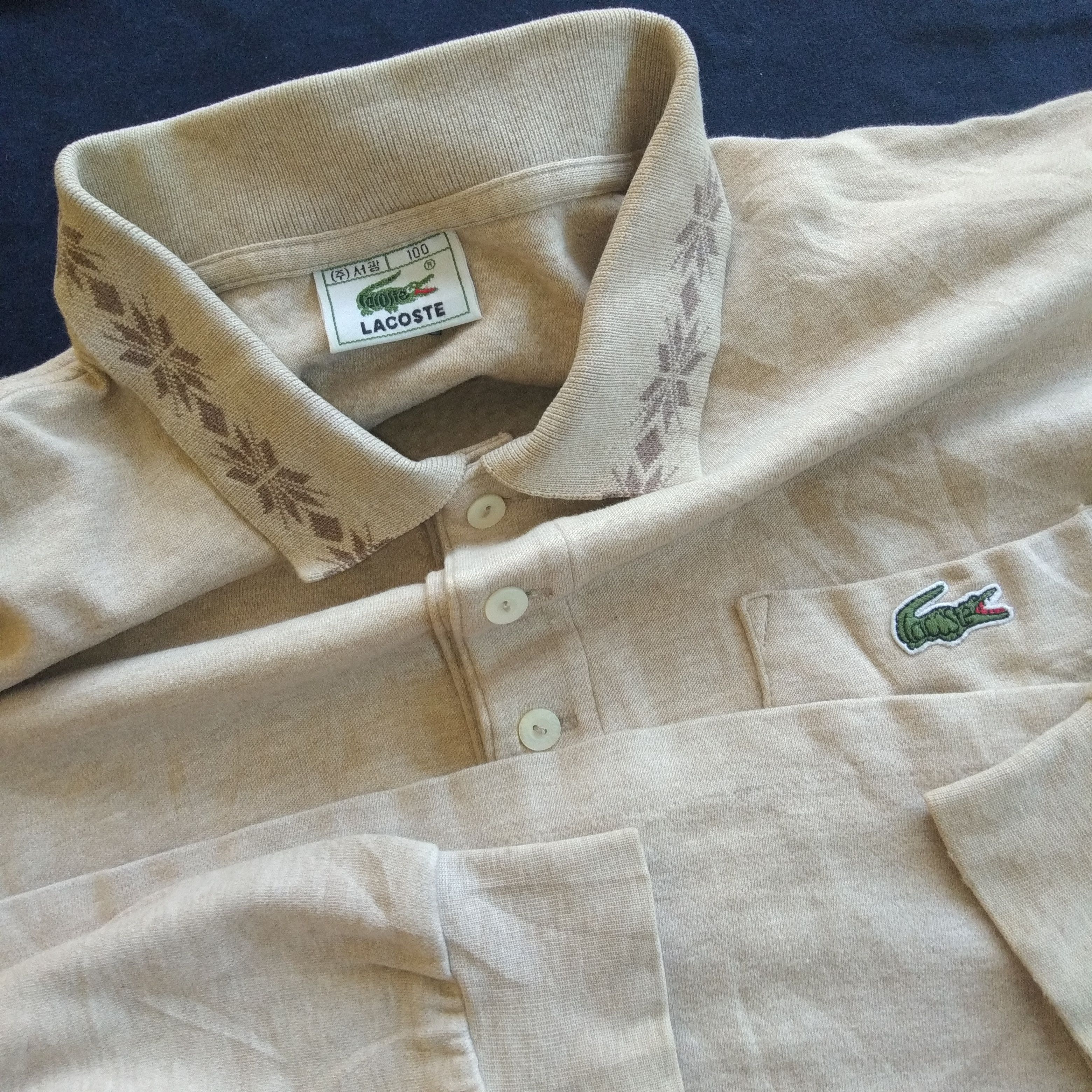 Lacoste × Vintage Vintage Long Sleeve Lacoste Polo Size US L / EU 52-54 / 3 - 4 Thumbnail