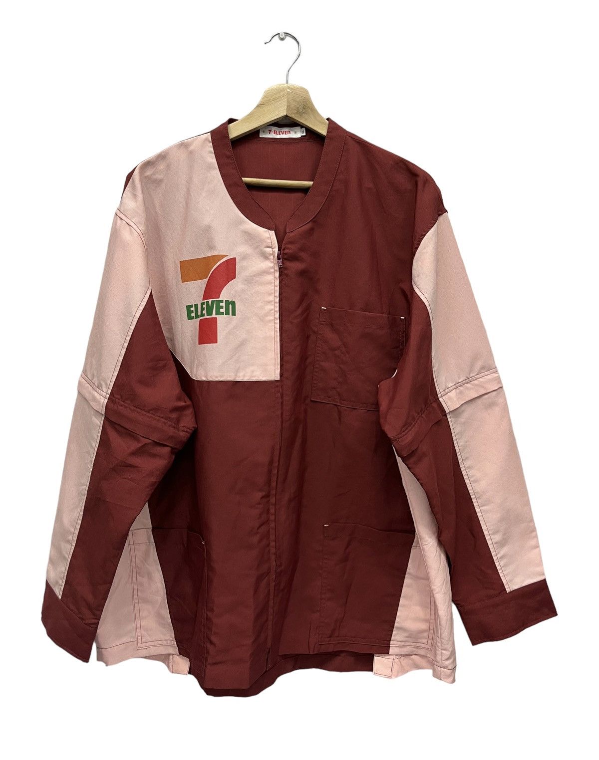 Garment Reproduction of Workers 🔥Vtg 7 ELEVEN JAPAN Zipper Up Polyester 2 Way Sleeves Shirt Size US XL / EU 56 / 4 - 6 Thumbnail
