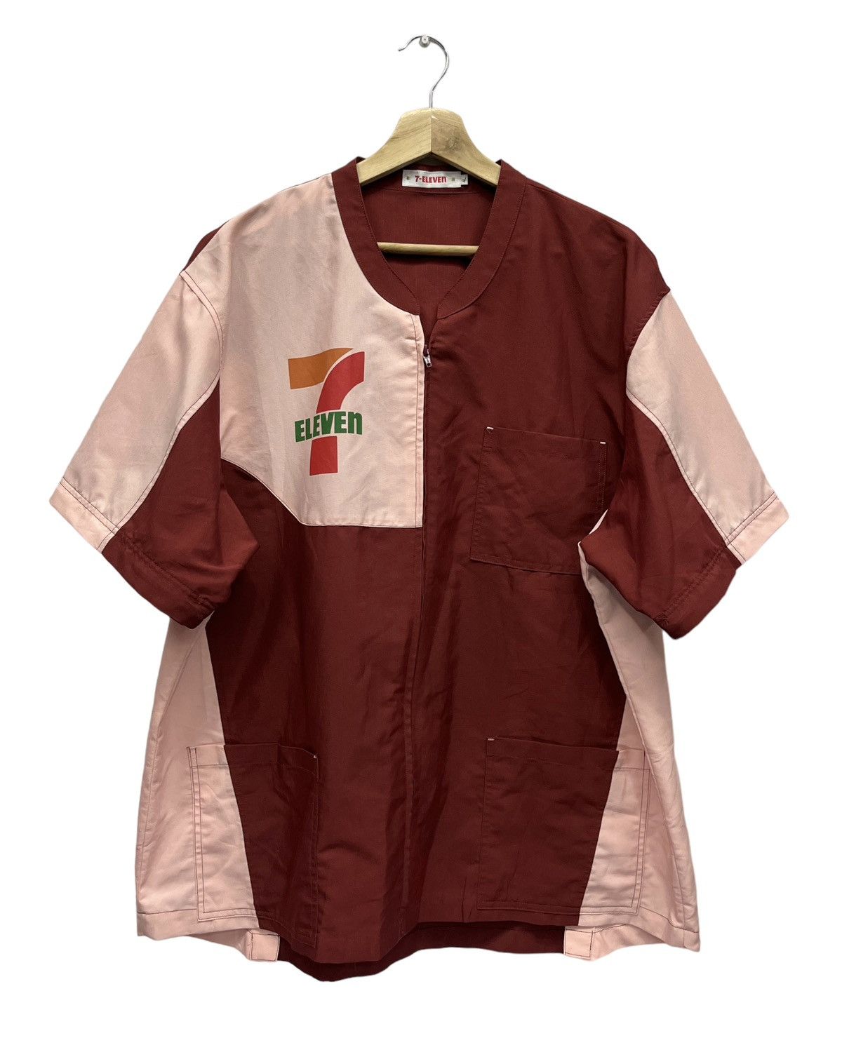Garment Reproduction of Workers 🔥Vtg 7 ELEVEN JAPAN Zipper Up Polyester 2 Way Sleeves Shirt Size US XL / EU 56 / 4 - 5 Thumbnail