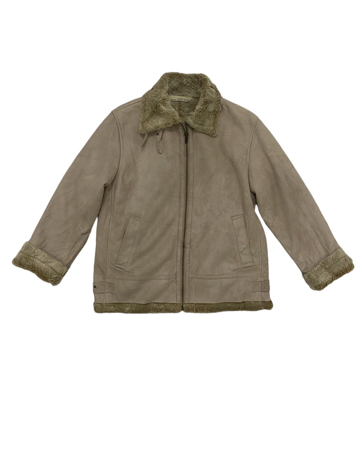 image of Vintage VTG Open Dich Sherling Jacket in Cream, Men's (Size Medium)