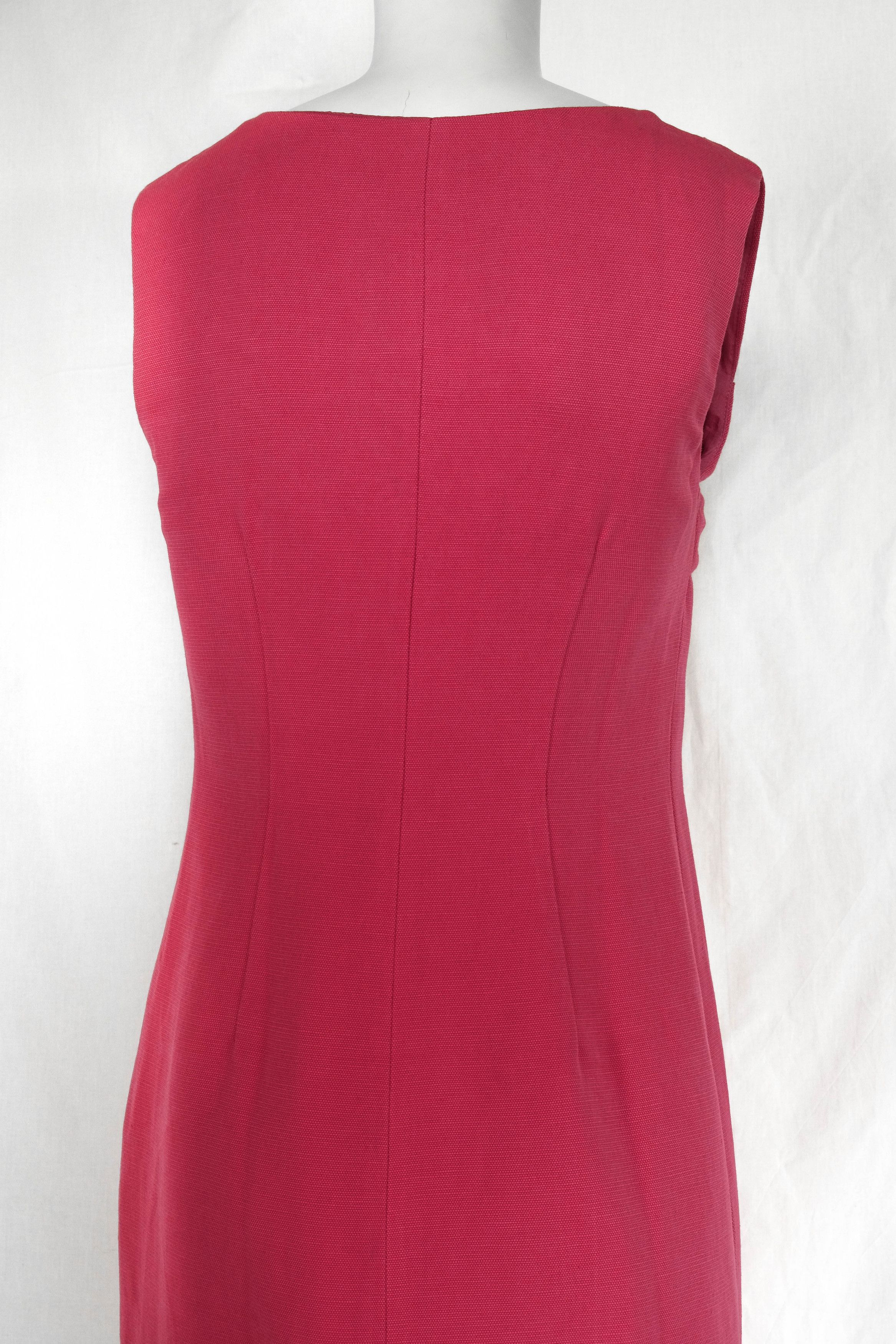 Valentino VALENTINO pink fuchsia short sleeveless cotton linen dress Size S / US 4 / IT 40 - 4 Thumbnail