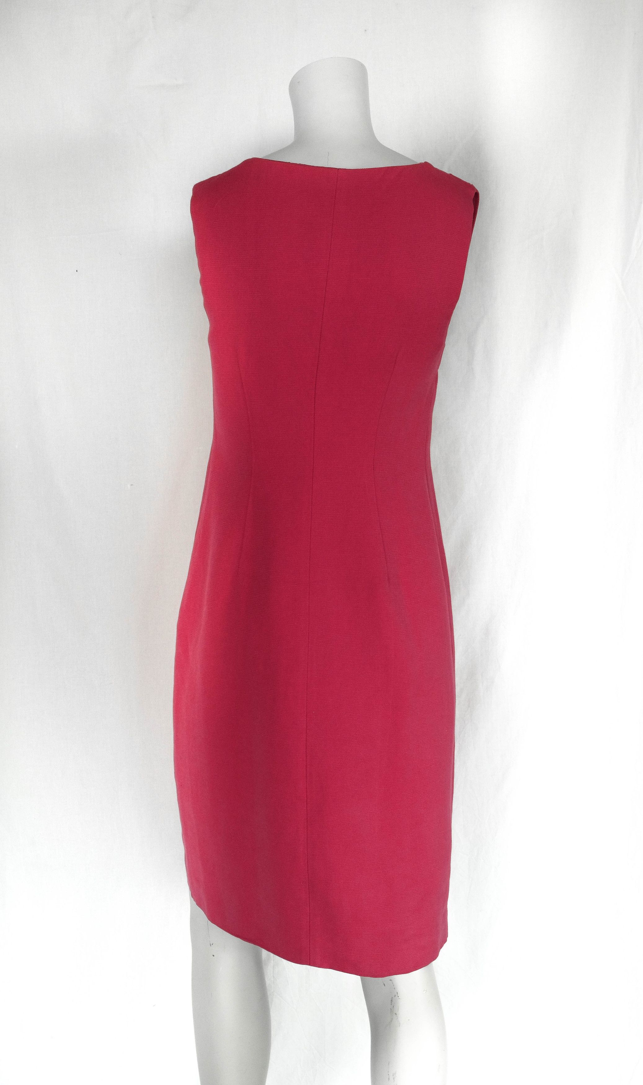 Valentino VALENTINO pink fuchsia short sleeveless cotton linen dress Size S / US 4 / IT 40 - 5 Thumbnail