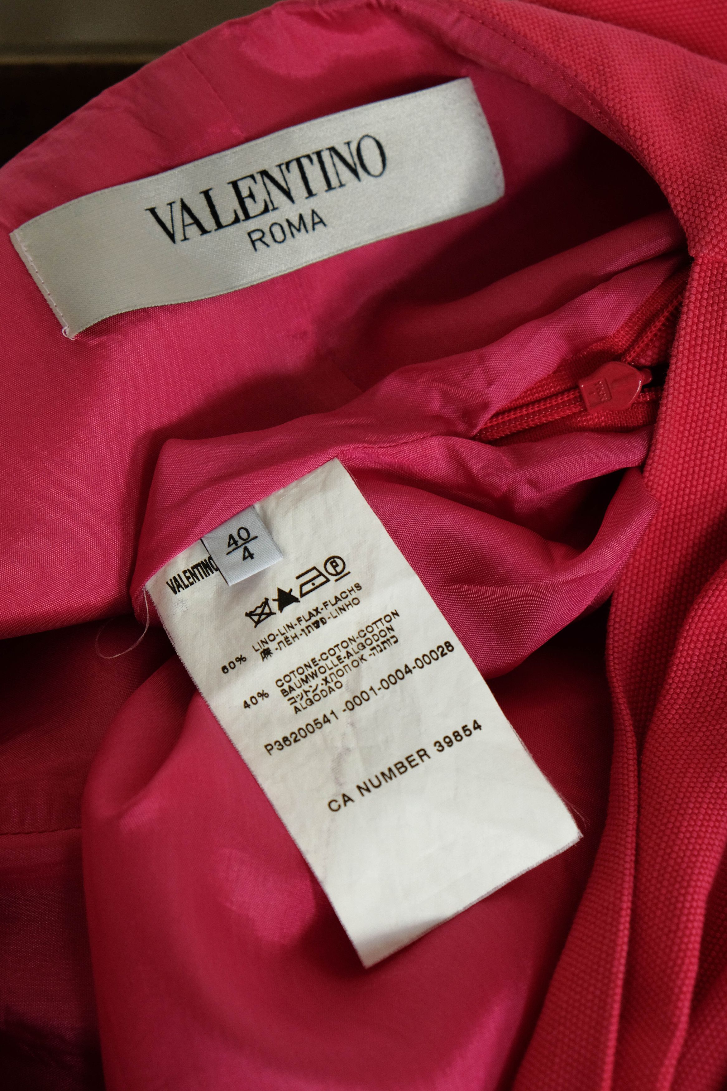 Valentino VALENTINO pink fuchsia short sleeveless cotton linen dress Size S / US 4 / IT 40 - 6 Thumbnail