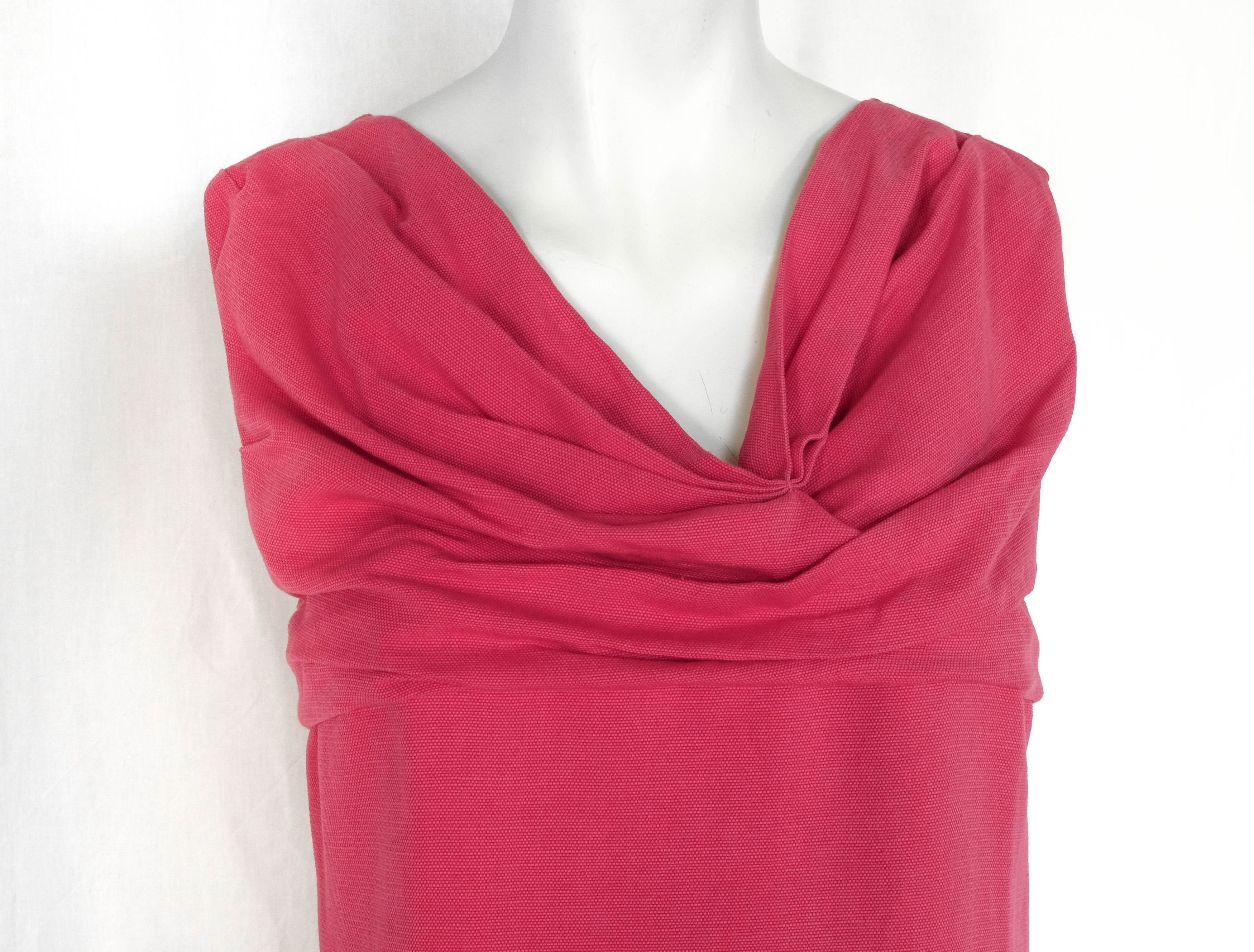 Valentino VALENTINO pink fuchsia short sleeveless cotton linen dress Size S / US 4 / IT 40 - 2 Thumbnail