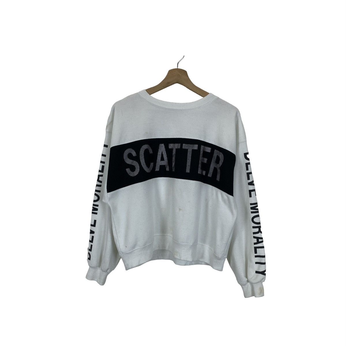 image of Designer Galyge Mesh Scatter Sweater in White, Women's (Size Large)