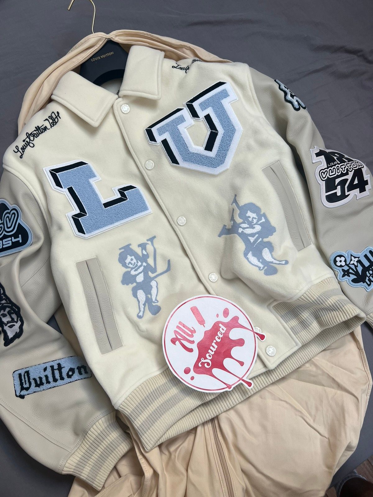 Louis Vuitton x Supreme Leather Monogram Bomber Jacket | Size 48, Apparel in Red/White