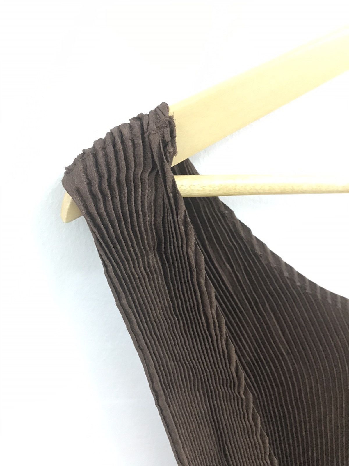 Vtg 90s Issey Miyake Brown Pleats Dress Single Button