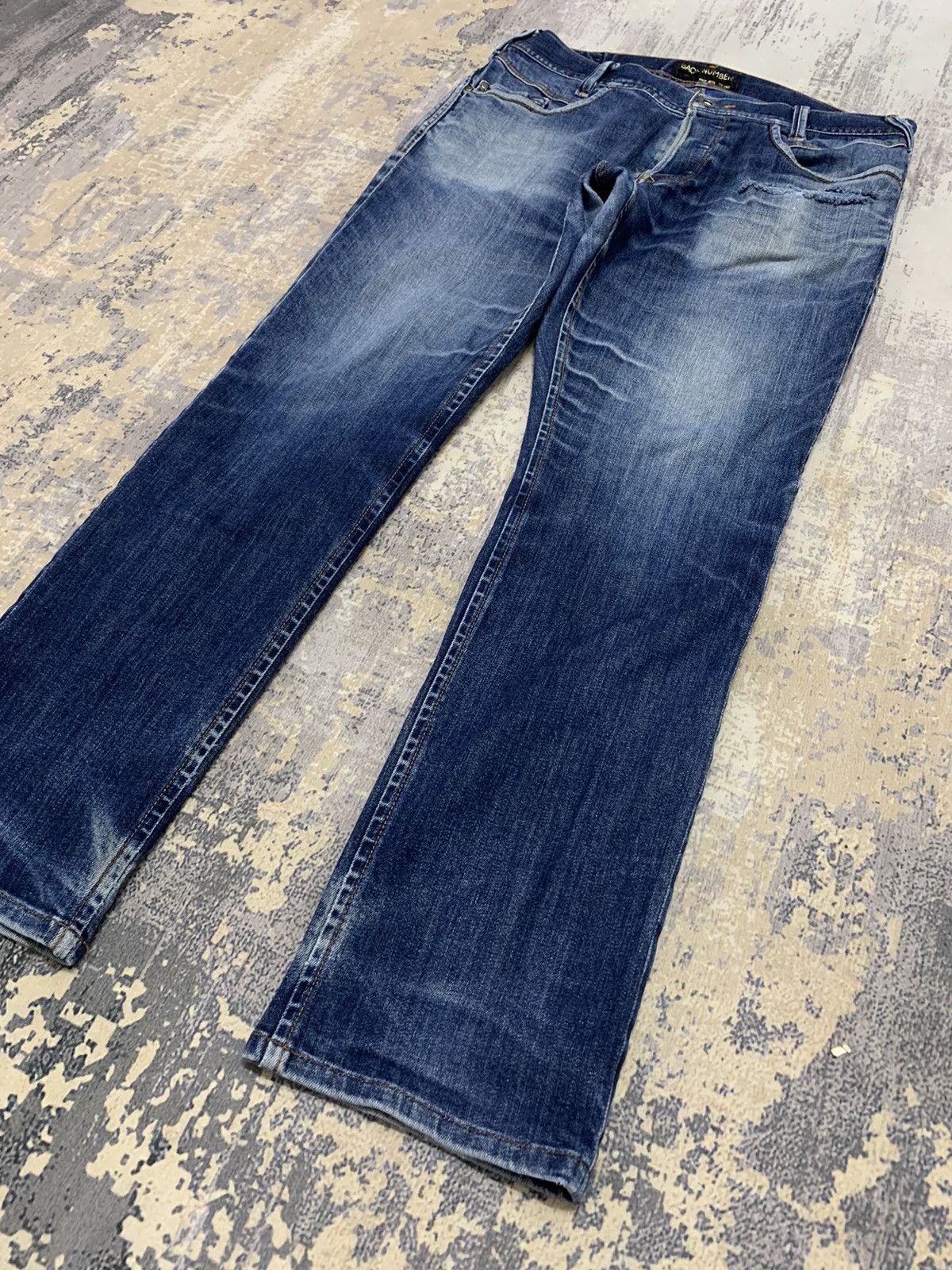 Japanese Brand Back Number Distressed Denim Undercover Style Jeans 32x28 Size US 32 / EU 48 - 3 Thumbnail