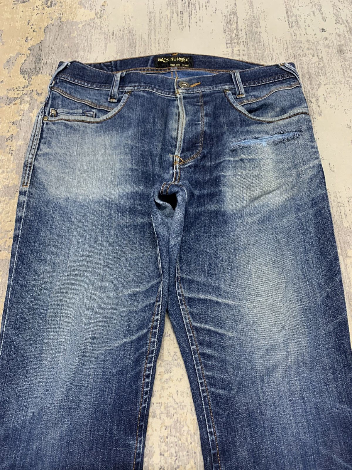 Japanese Brand Back Number Distressed Denim Undercover Style Jeans 32x28 Size US 32 / EU 48 - 4 Thumbnail