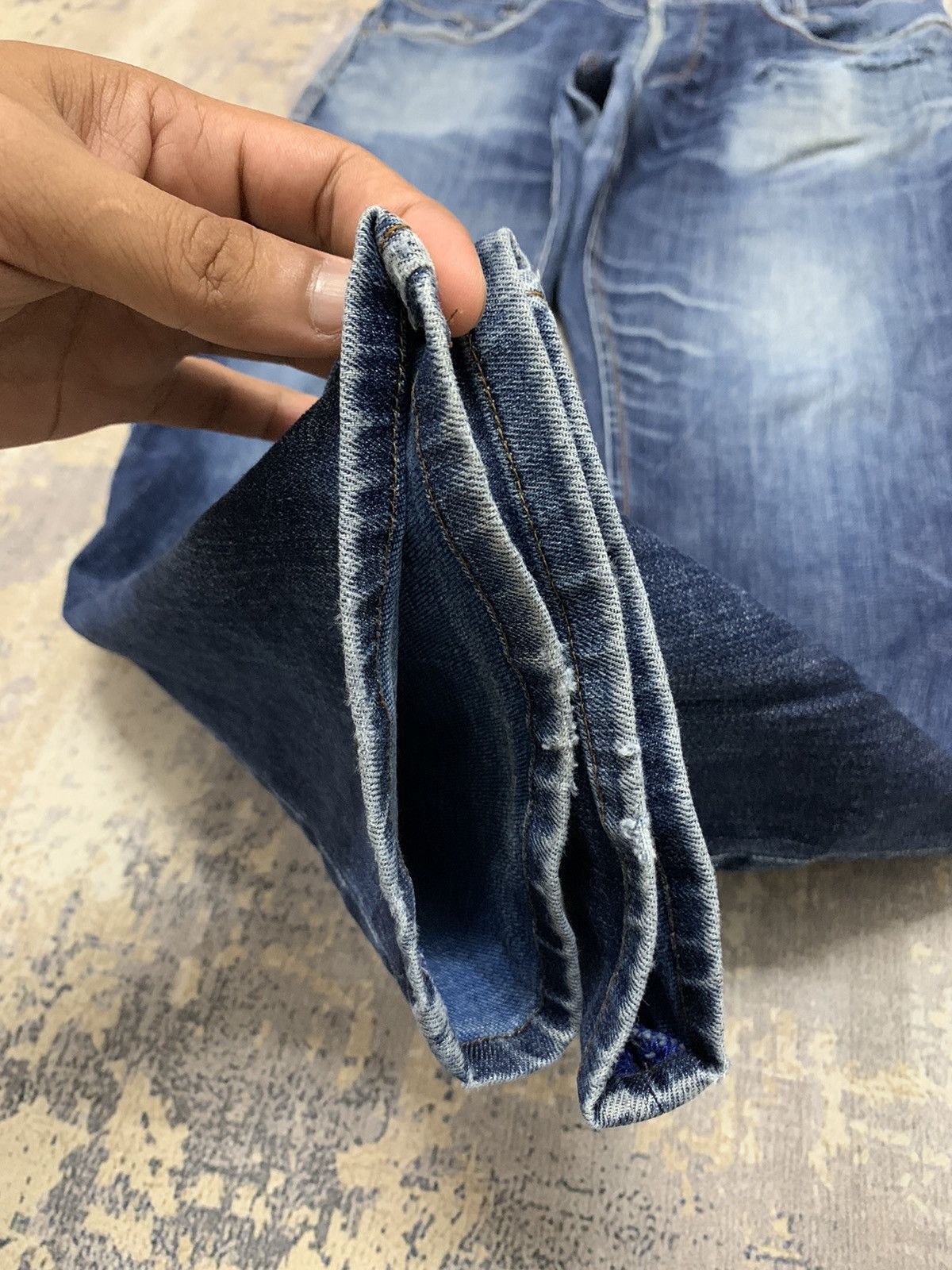 Japanese Brand Back Number Distressed Denim Undercover Style Jeans 32x28 Size US 32 / EU 48 - 8 Thumbnail