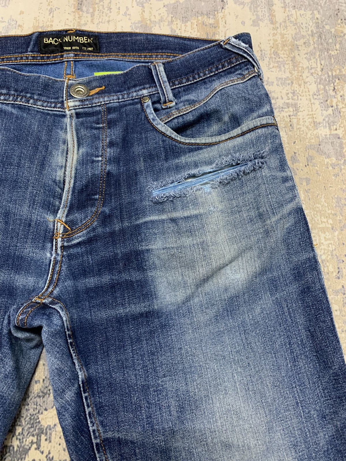 Japanese Brand Back Number Distressed Denim Undercover Style Jeans 32x28 Size US 32 / EU 48 - 5 Thumbnail