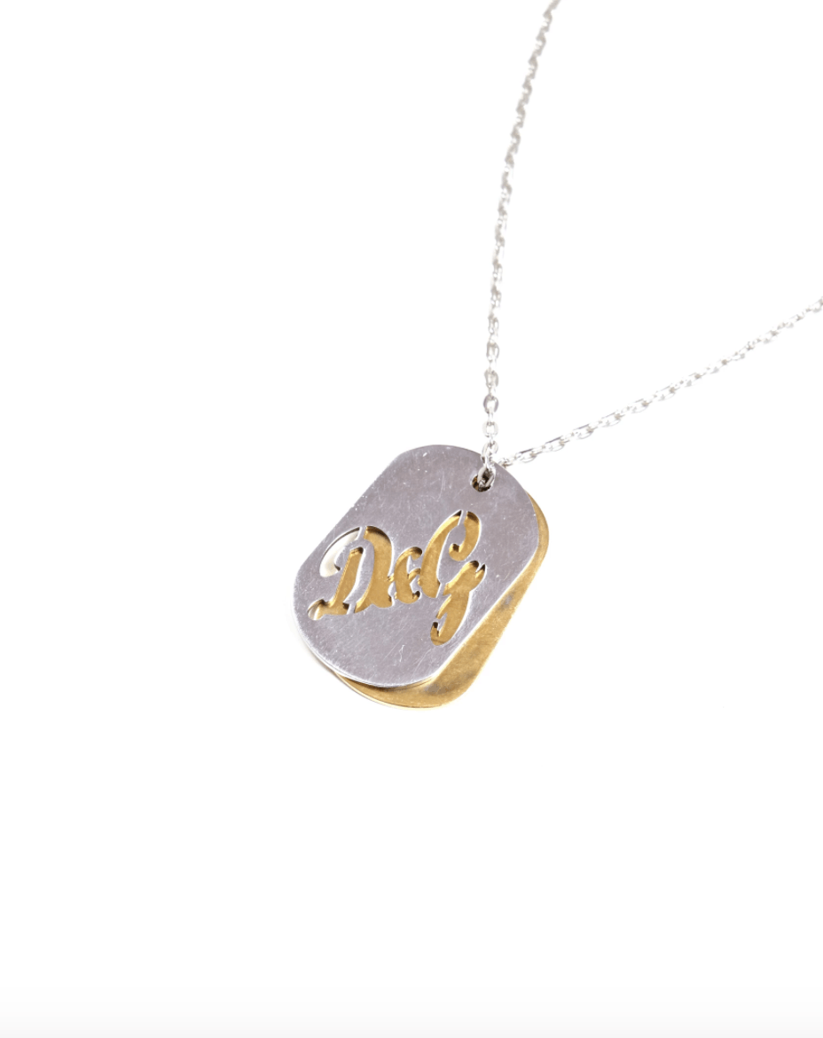 image of Dolce Gabbana Vintage D&g Dog Tag Double Pendant Necklace, Men's