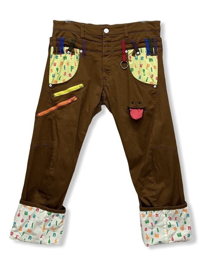 Japanese Brand POP ART! UP!SMILE Double Waist Unique Smiley Stretchy Pants Size US 31 - 1 Thumbnail