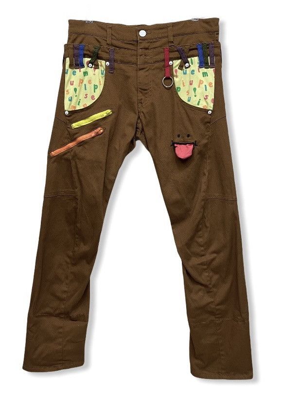 Japanese Brand POP ART! UP!SMILE Double Waist Unique Smiley Stretchy Pants Size US 31 - 3 Thumbnail