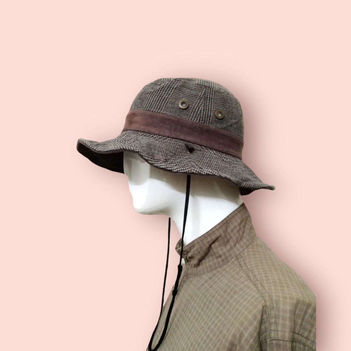 image of Vintage Plaid Outdoor Bucket Hat, Men's