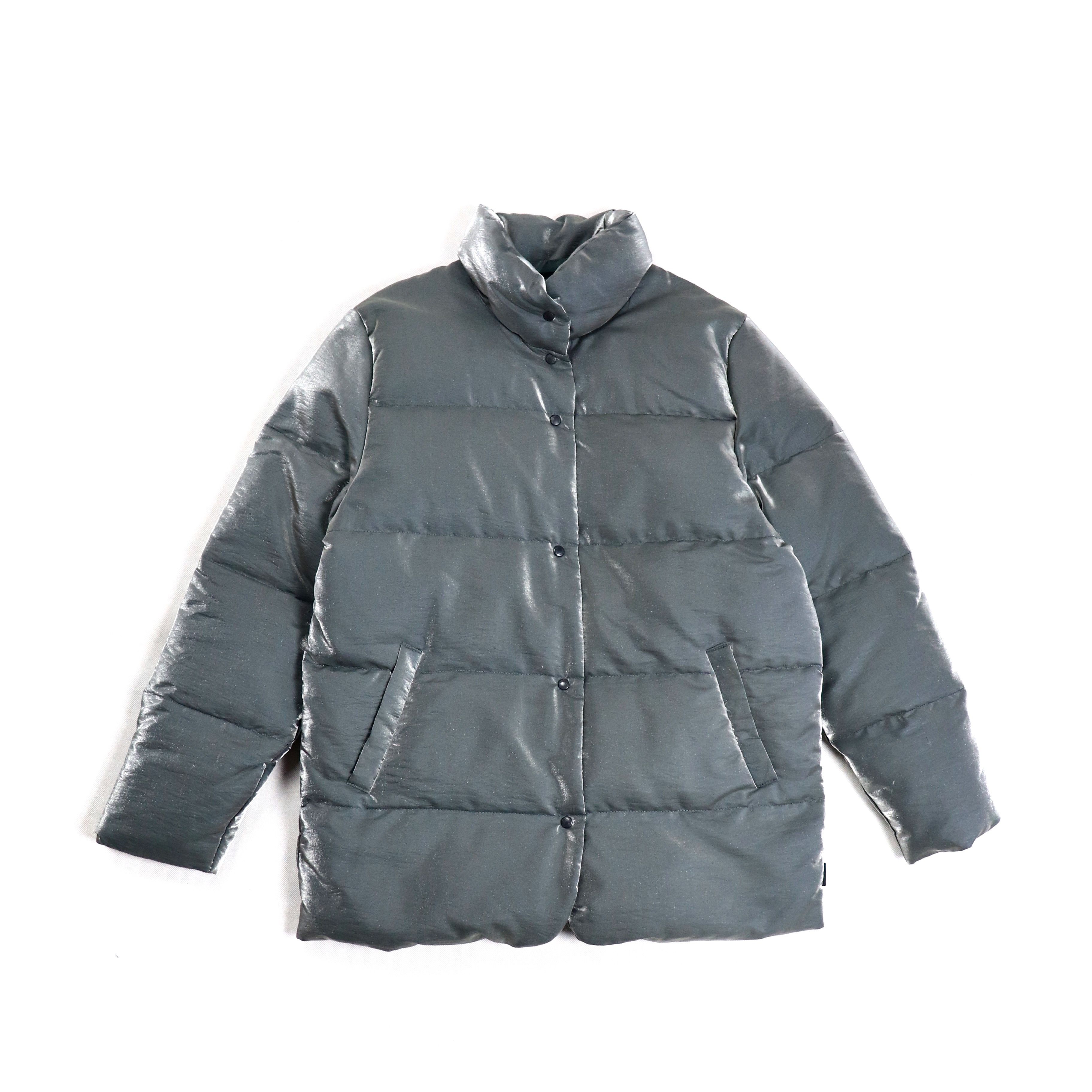 image of Moncler Metal Grenoble Down Puffer Jacket in Metal Silver, Men's (Size Small)