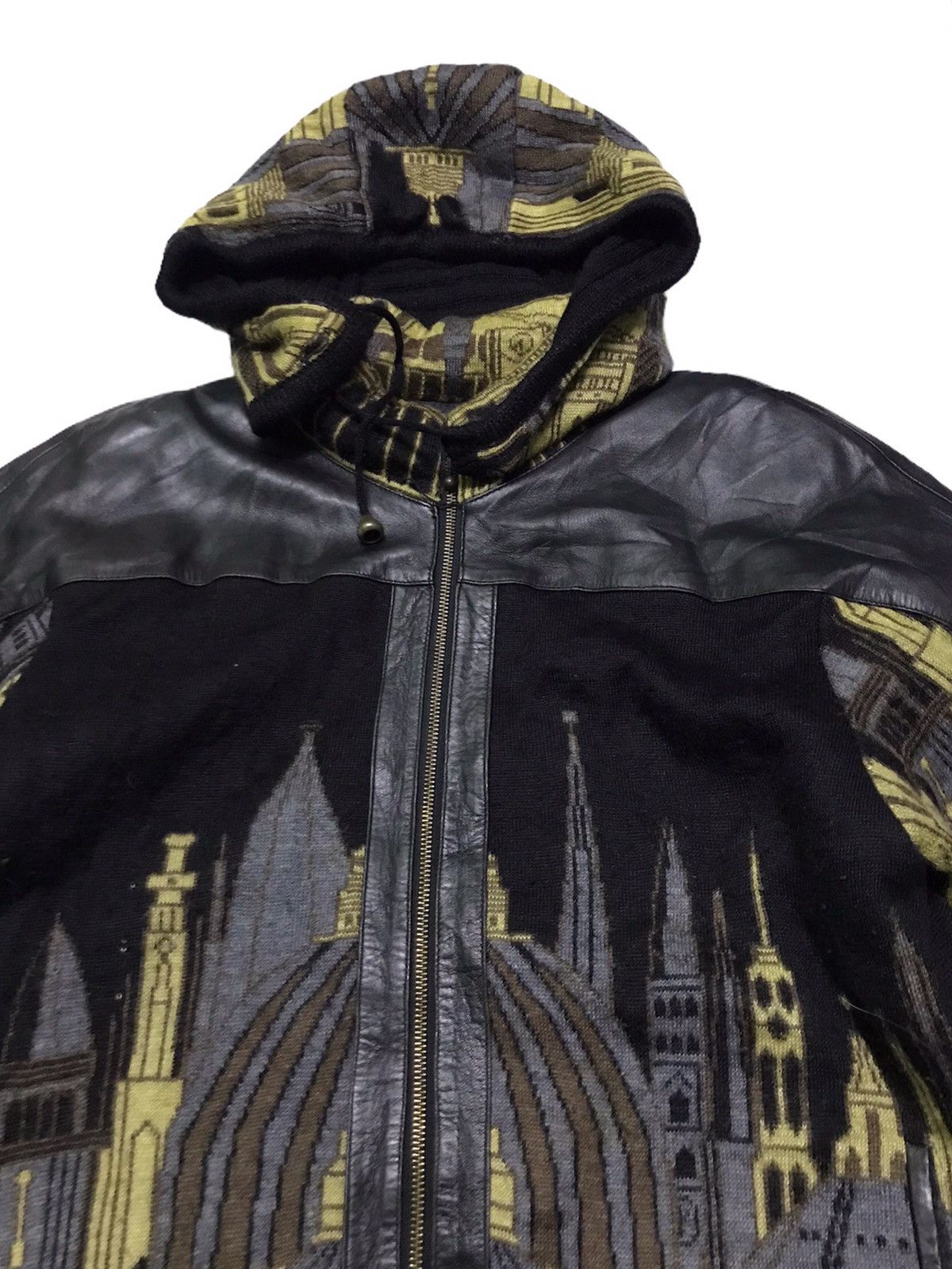 Japanese Brand Paper plane leather/mohair jacket hoodie Size US L / EU 52-54 / 3 - 2 Thumbnail