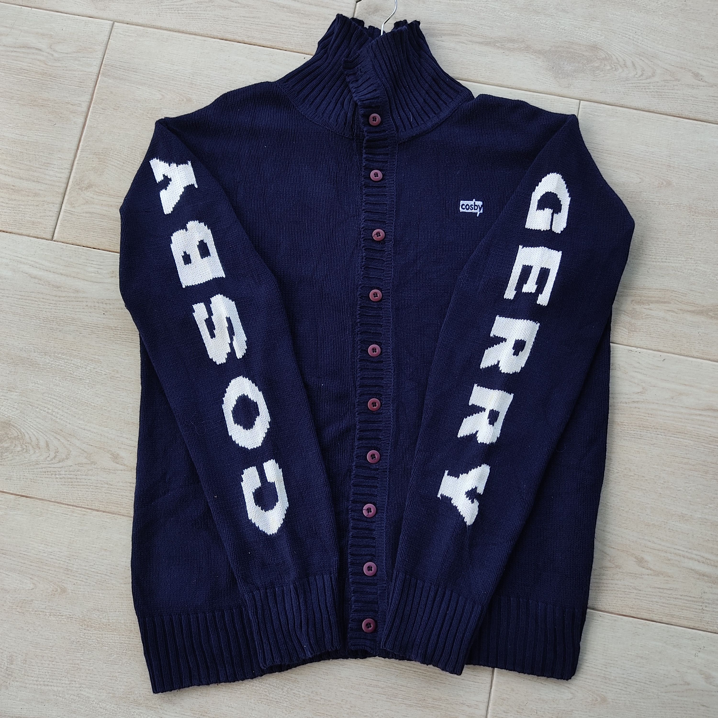 Homespun Knitwear GerryCosby Athletic Outfitters Big Logo Blue Cardigan Knit Size US M / EU 48-50 / 2 - 3 Thumbnail