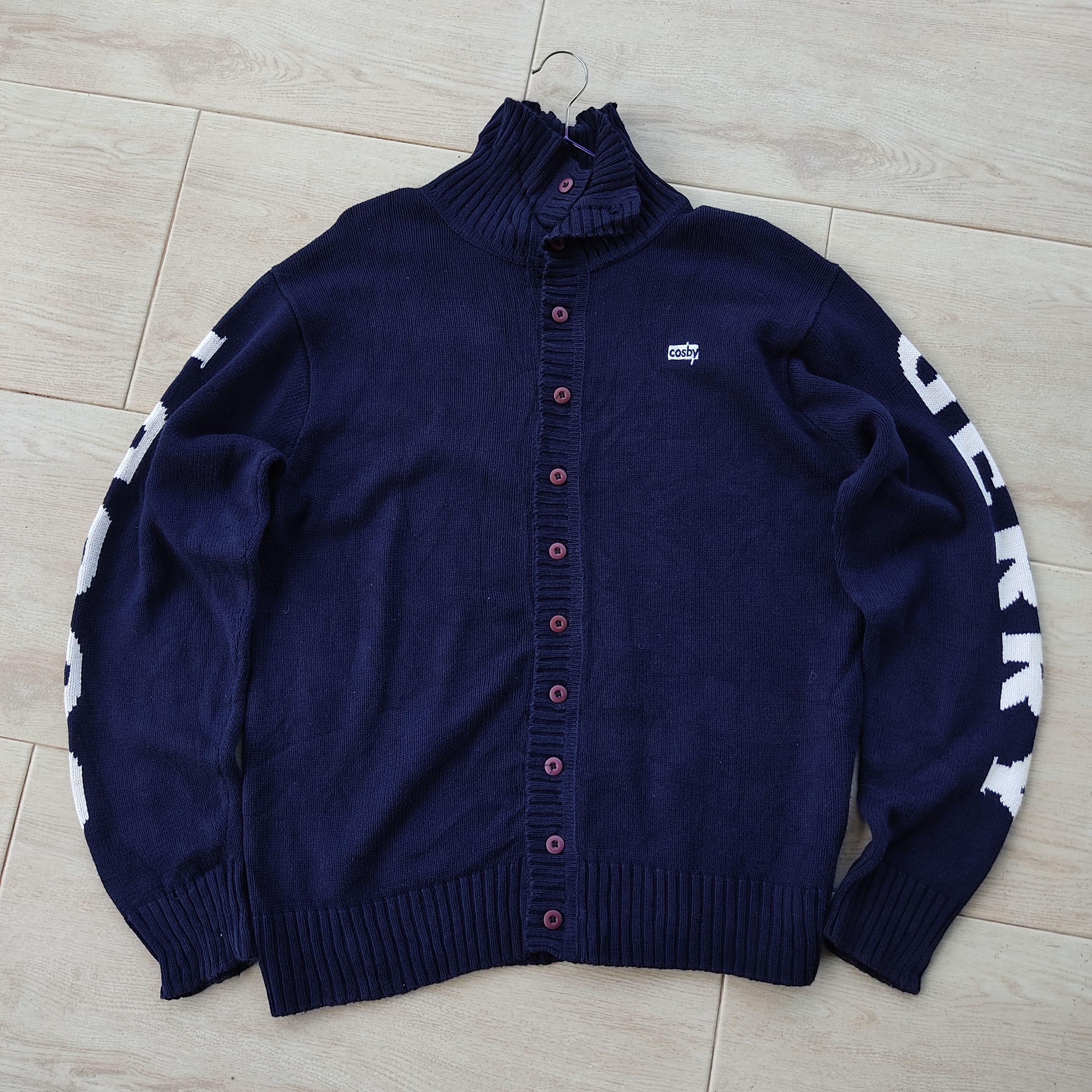 Homespun Knitwear GerryCosby Athletic Outfitters Big Logo Blue Cardigan Knit Size US M / EU 48-50 / 2 - 1 Thumbnail