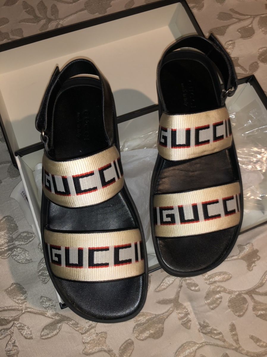 Gucci Gucci Logo Stripe Strap Sandals UK9 Size US 10 / EU 43 - 1 Thumbnail