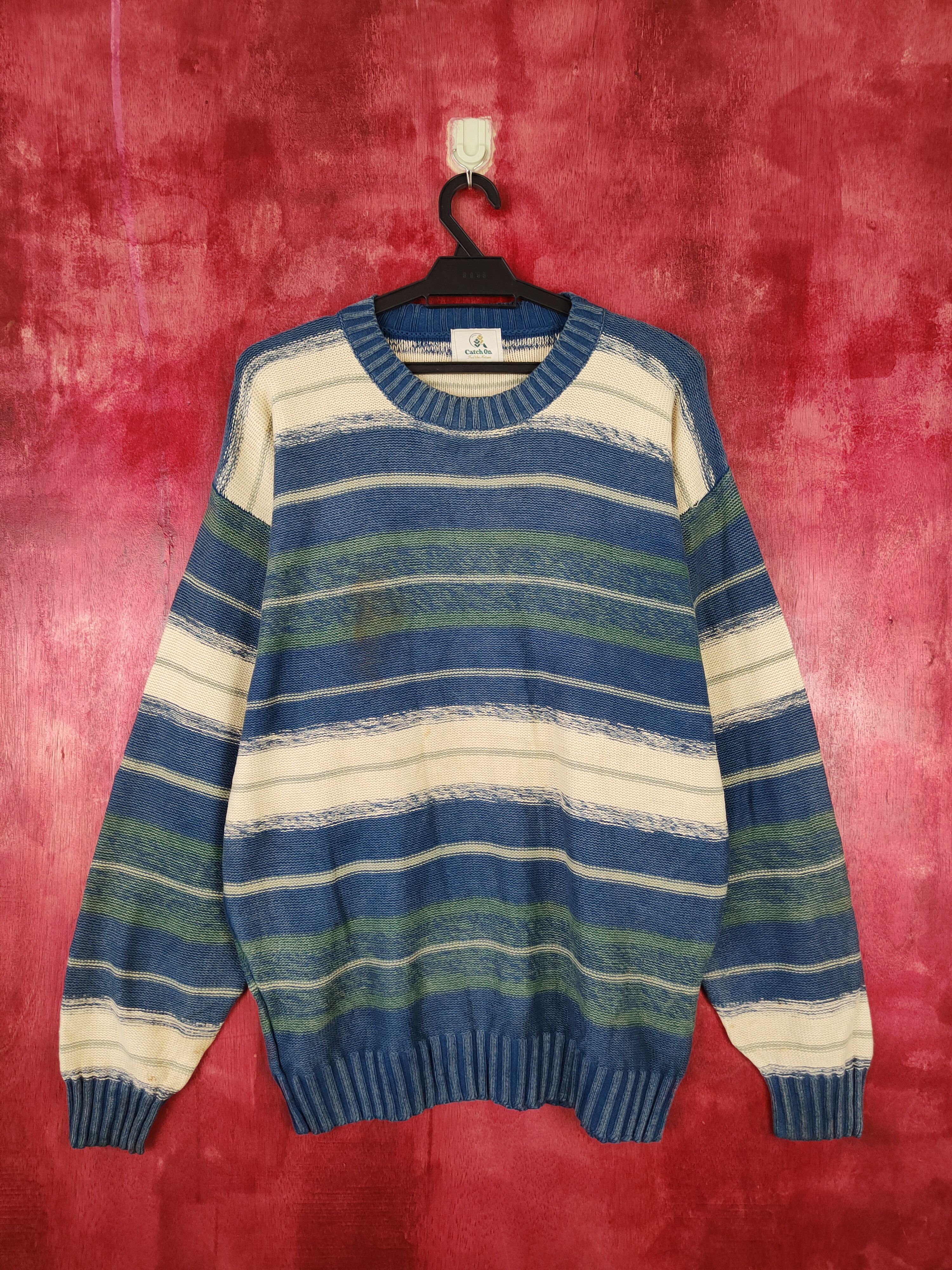 Catch On Blue/White stripe Knitwear sweatshirt #4235