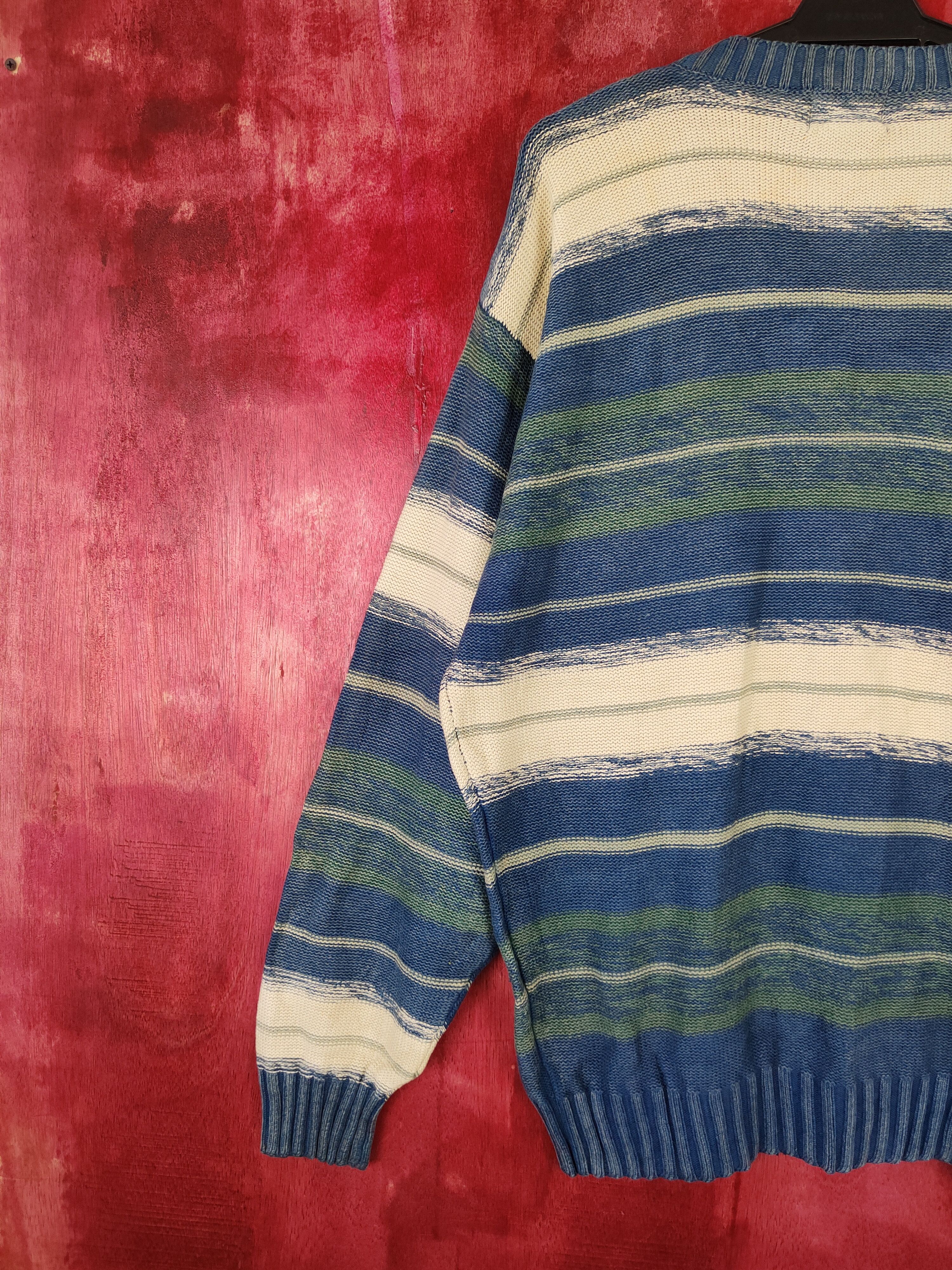 Japanese Brand Catch On Blue/White stripe Knitwear sweatshirt #4235 Size US L / EU 52-54 / 3 - 6 Thumbnail