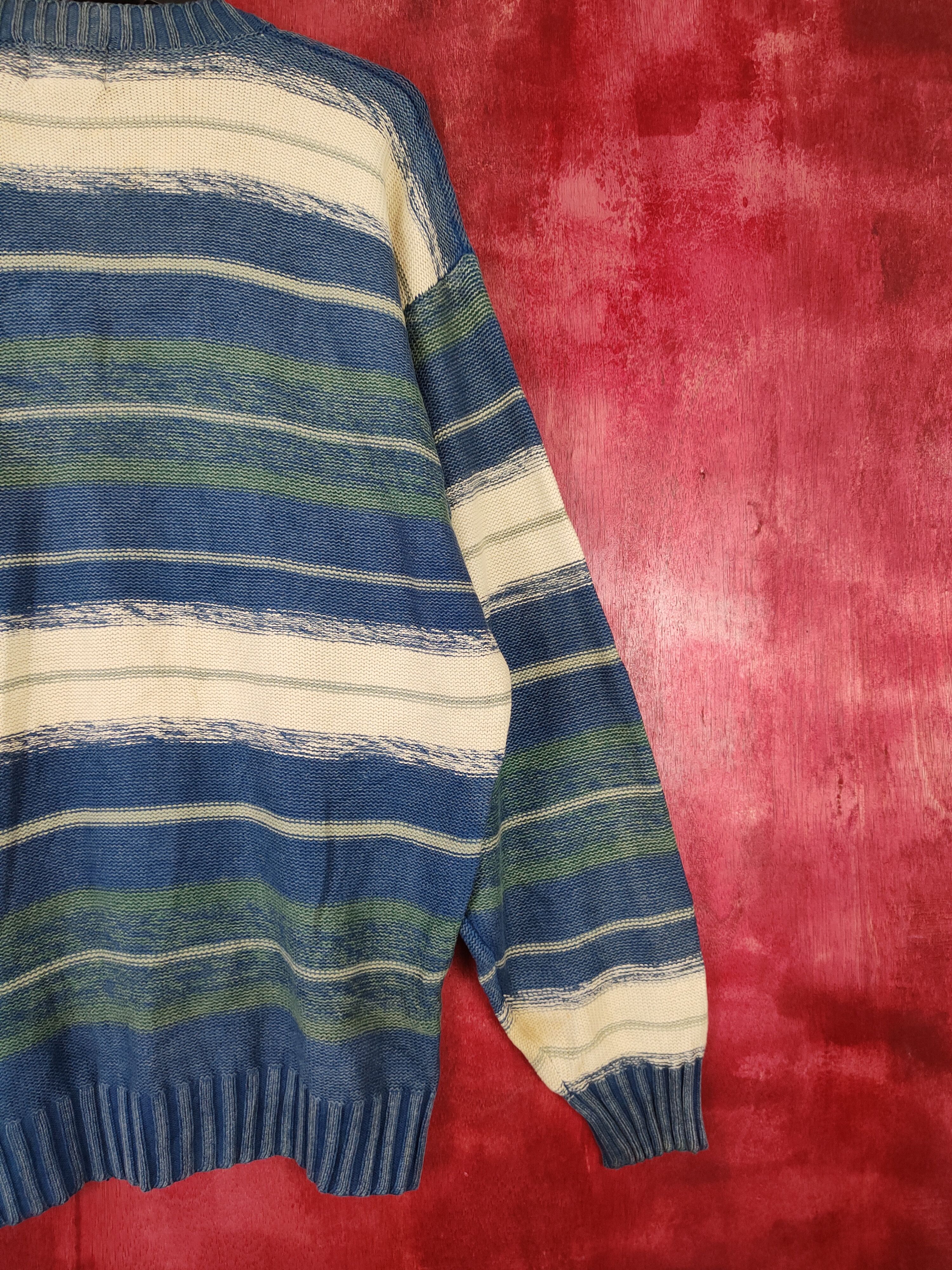 Japanese Brand Catch On Blue/White stripe Knitwear sweatshirt #4235 Size US L / EU 52-54 / 3 - 7 Thumbnail