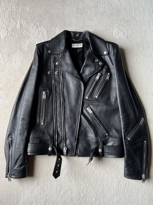 Saint laurent multi deals zip leather jacket