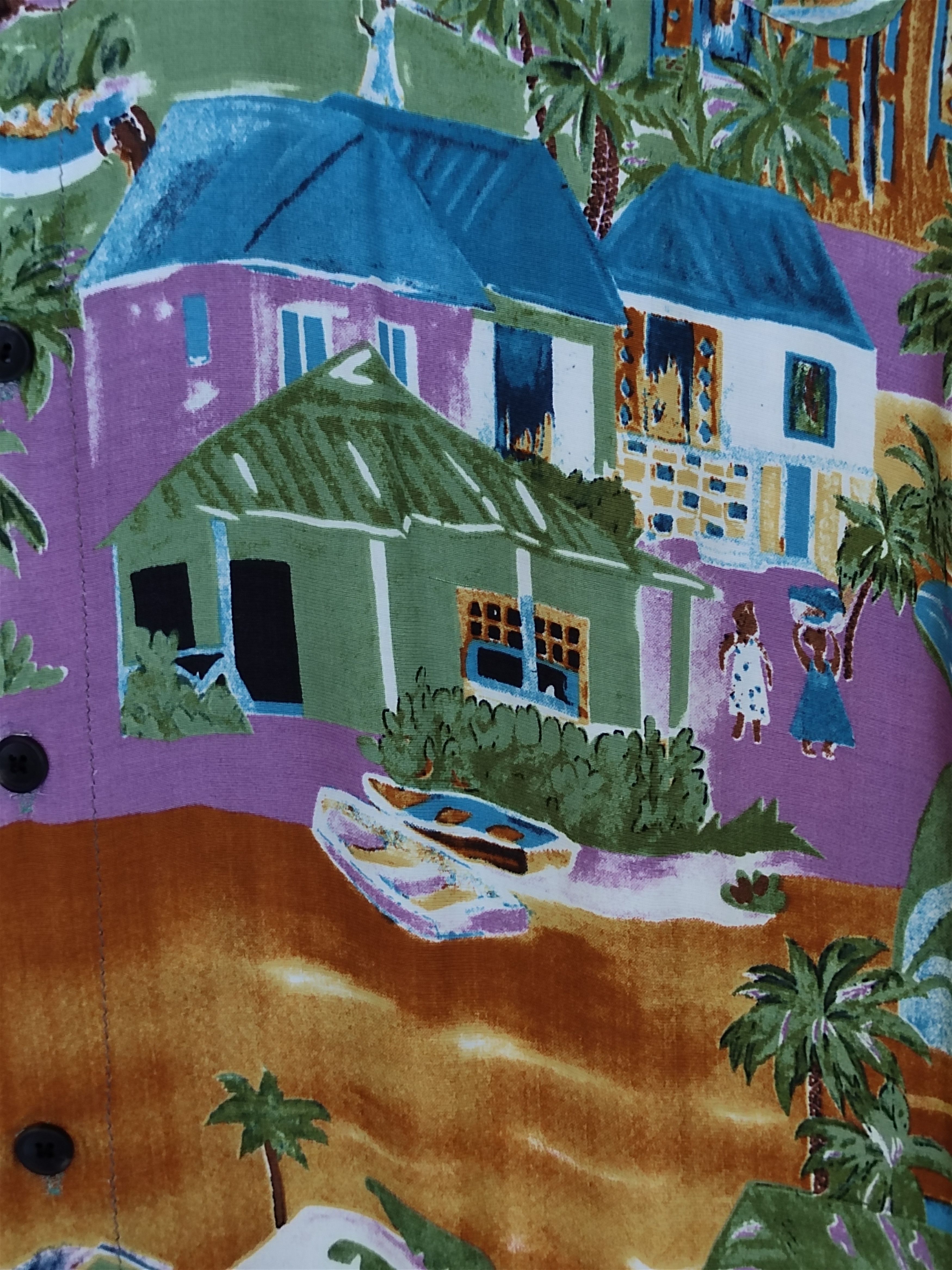 Japanese Brand Vtg Japanese Hawaiian Mega Phone Scenic View Rayon Shirt Size US L / EU 52-54 / 3 - 3 Thumbnail
