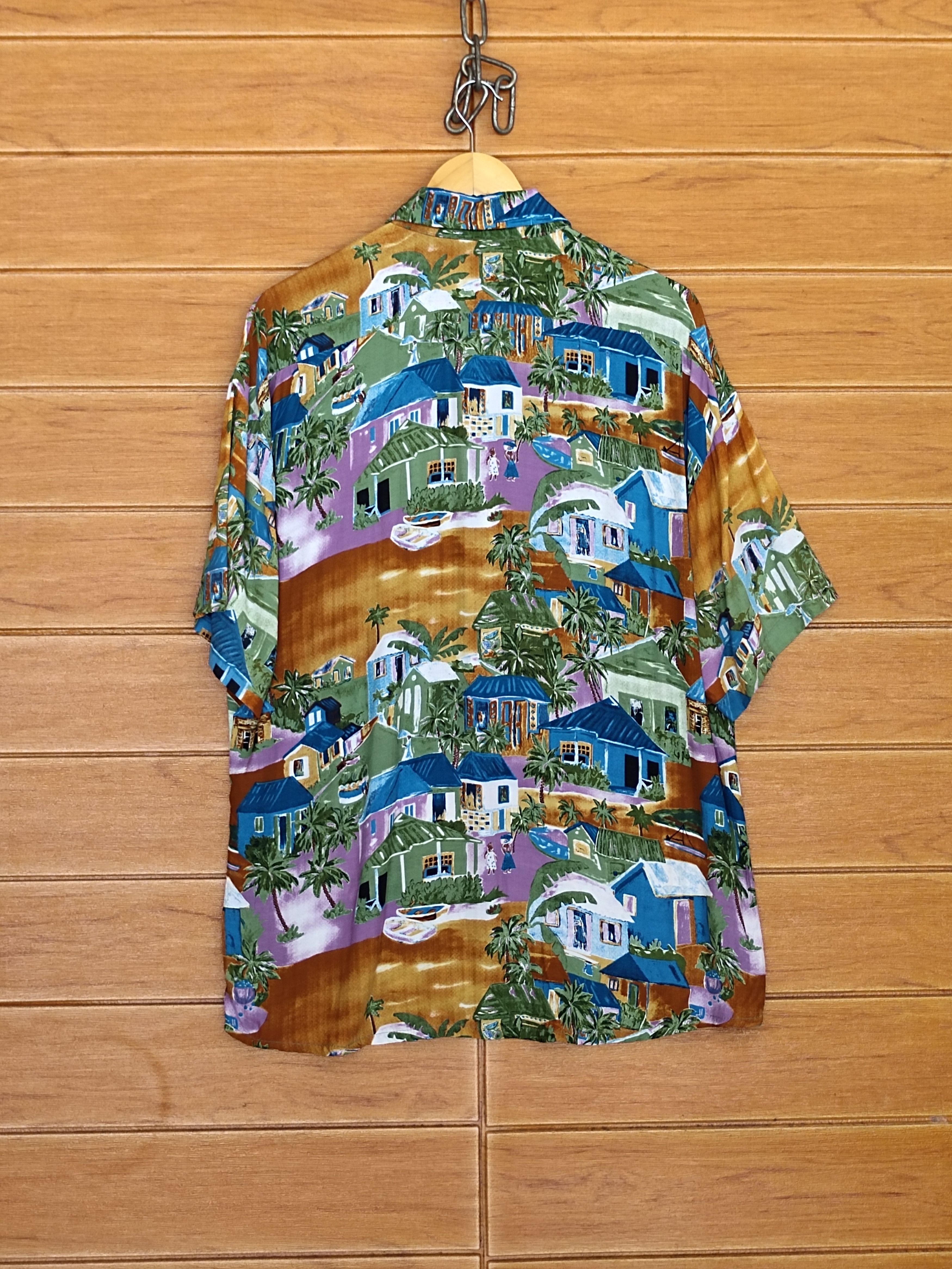 Japanese Brand Vtg Japanese Hawaiian Mega Phone Scenic View Rayon Shirt Size US L / EU 52-54 / 3 - 12 Thumbnail