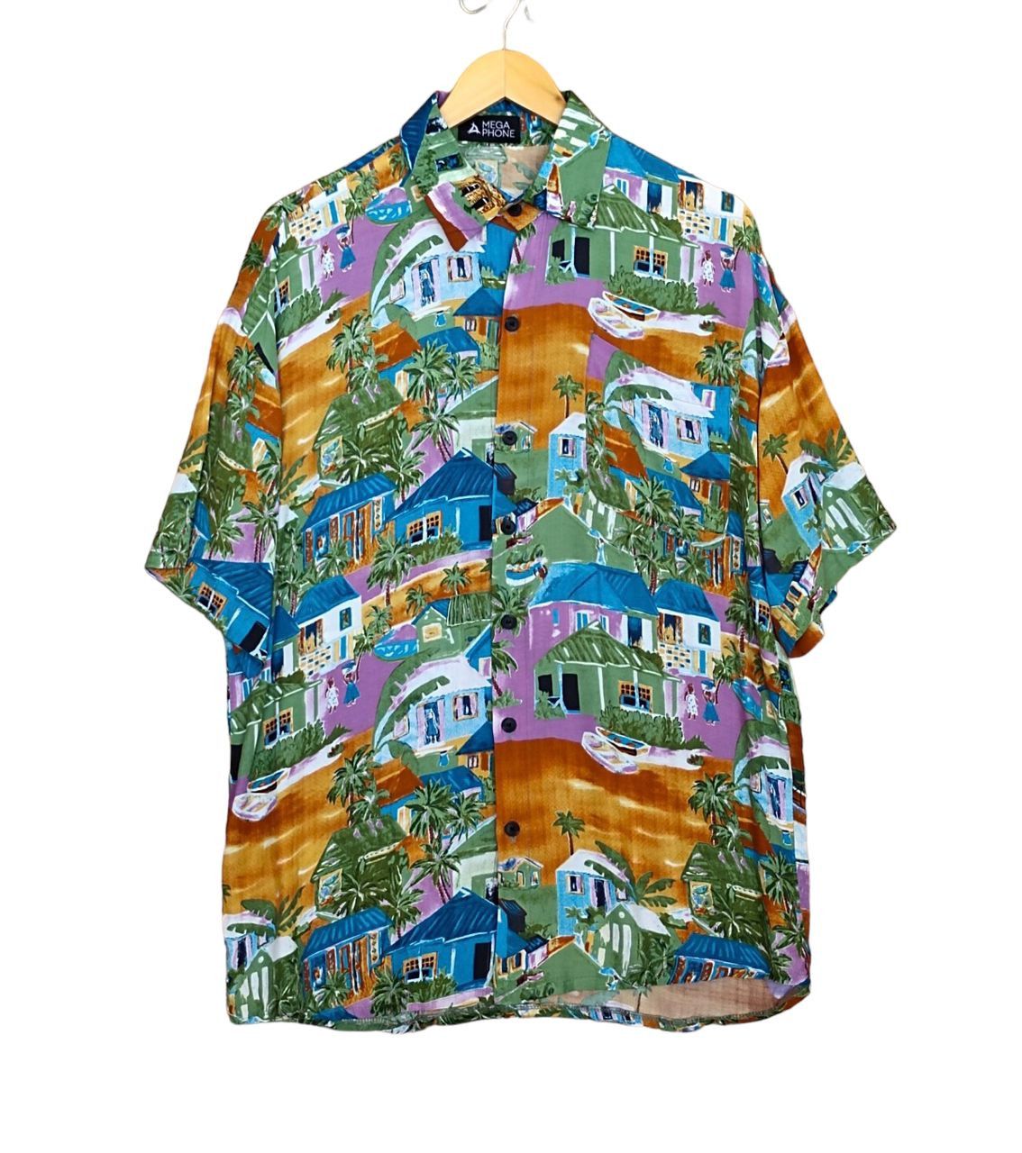 Japanese Brand Vtg Japanese Hawaiian Mega Phone Scenic View Rayon Shirt Size US L / EU 52-54 / 3 - 1 Thumbnail