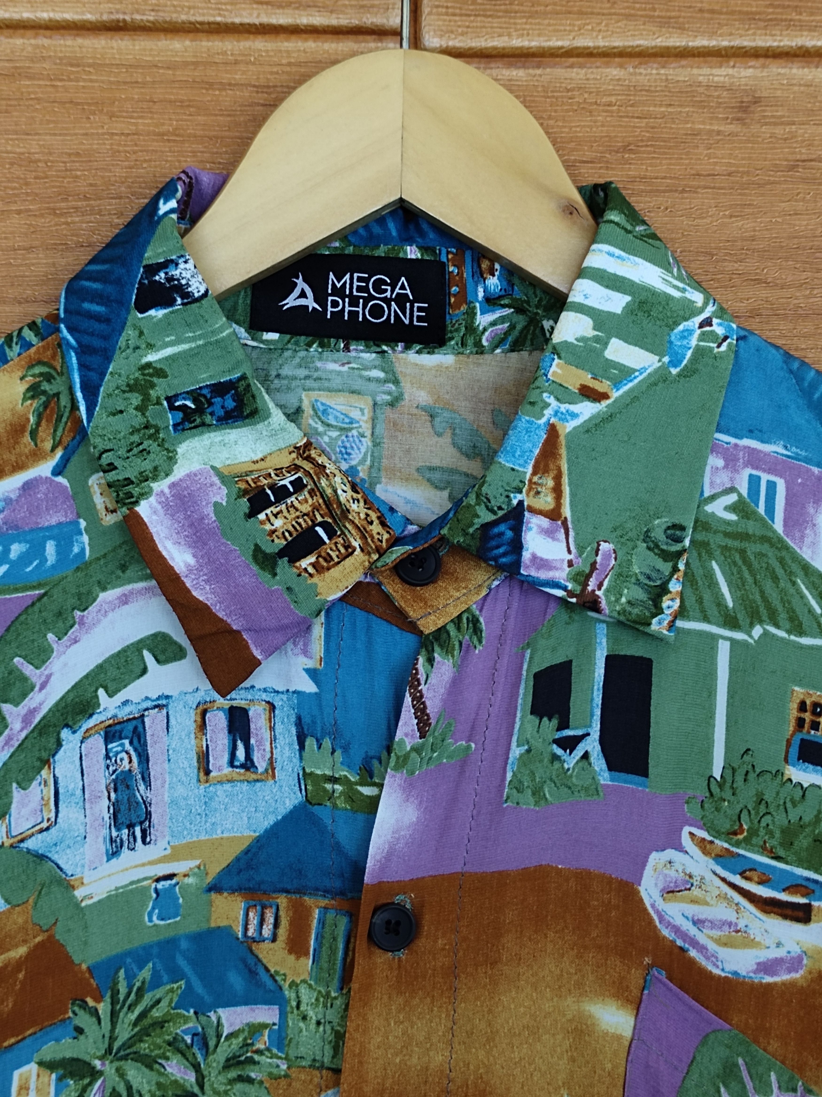 Japanese Brand Vtg Japanese Hawaiian Mega Phone Scenic View Rayon Shirt Size US L / EU 52-54 / 3 - 7 Thumbnail
