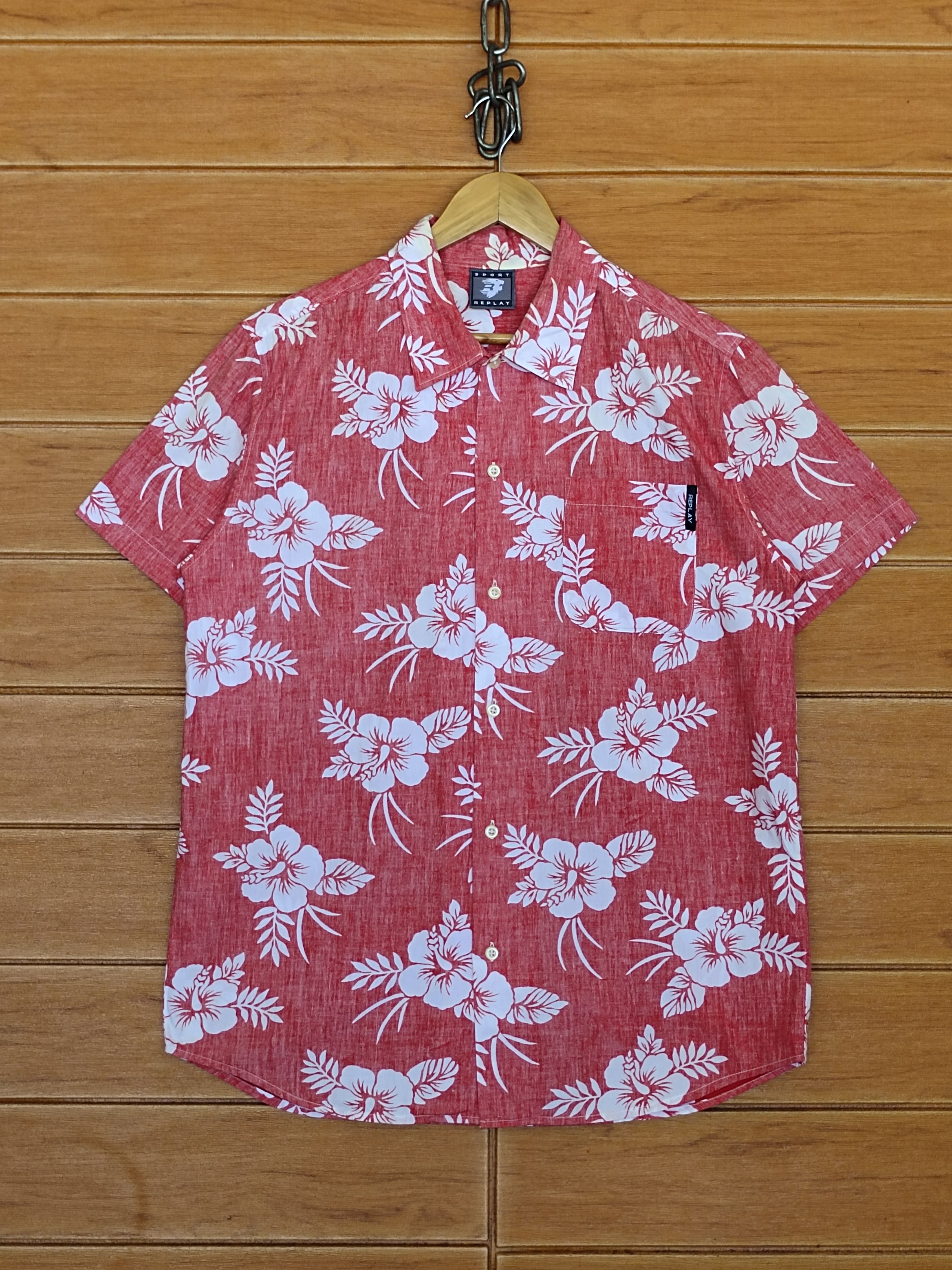 Replay Vtg 90s Sport Replay Reverse Print Hibiscus Hawaiian Shirt Size US M / EU 48-50 / 2 - 2 Thumbnail