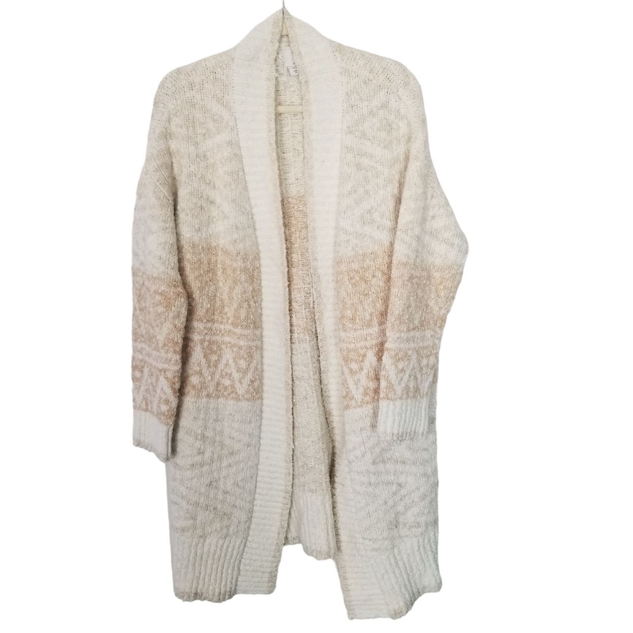 559-JOIE Cream and Tan 2024 oversized open front Cardigan