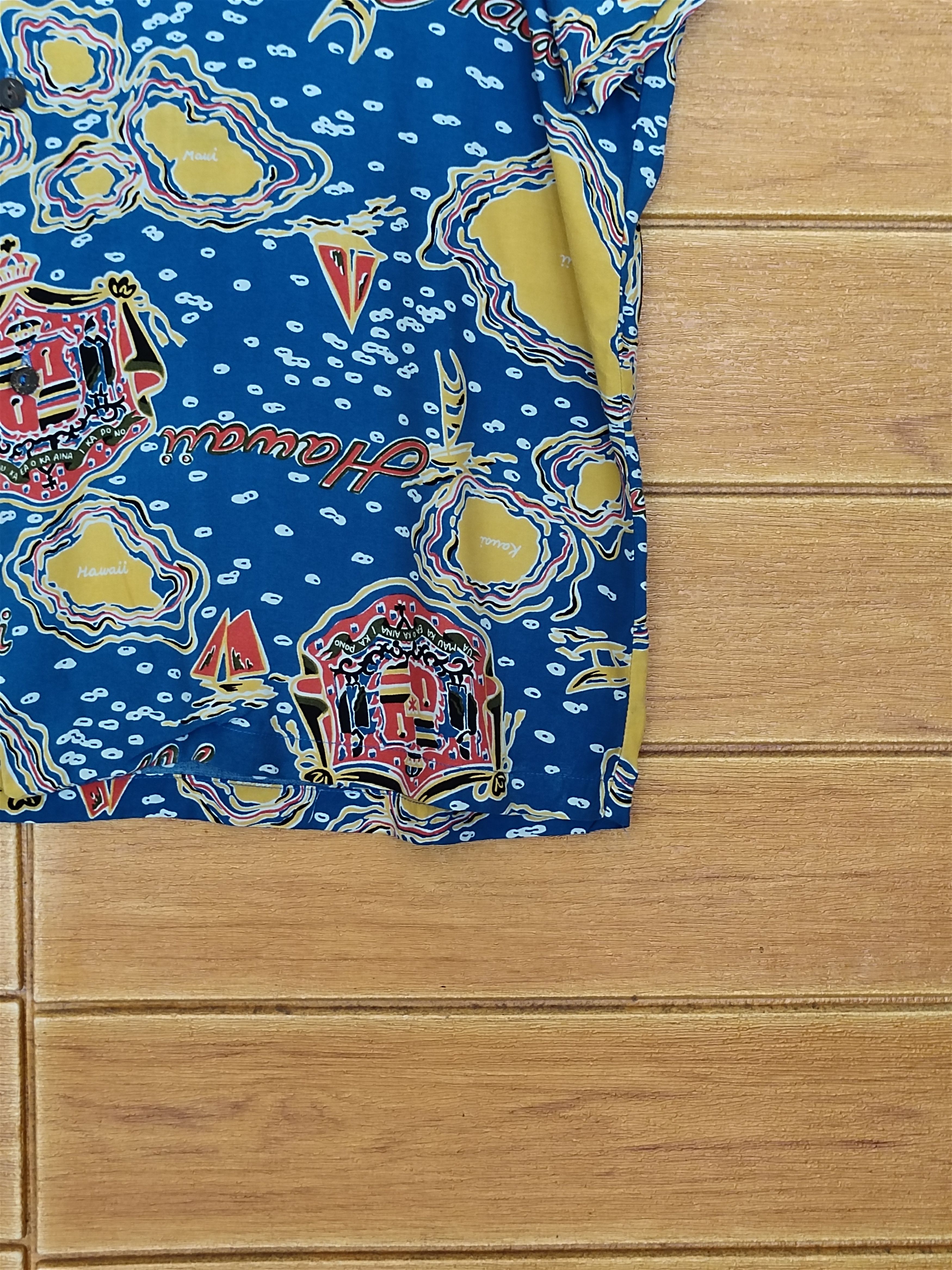 Hysteric Glamour 60s 70s Pineapple Juice Hawaii "Map Of Hawaii" Rayon Shirt Size US L / EU 52-54 / 3 - 7 Thumbnail