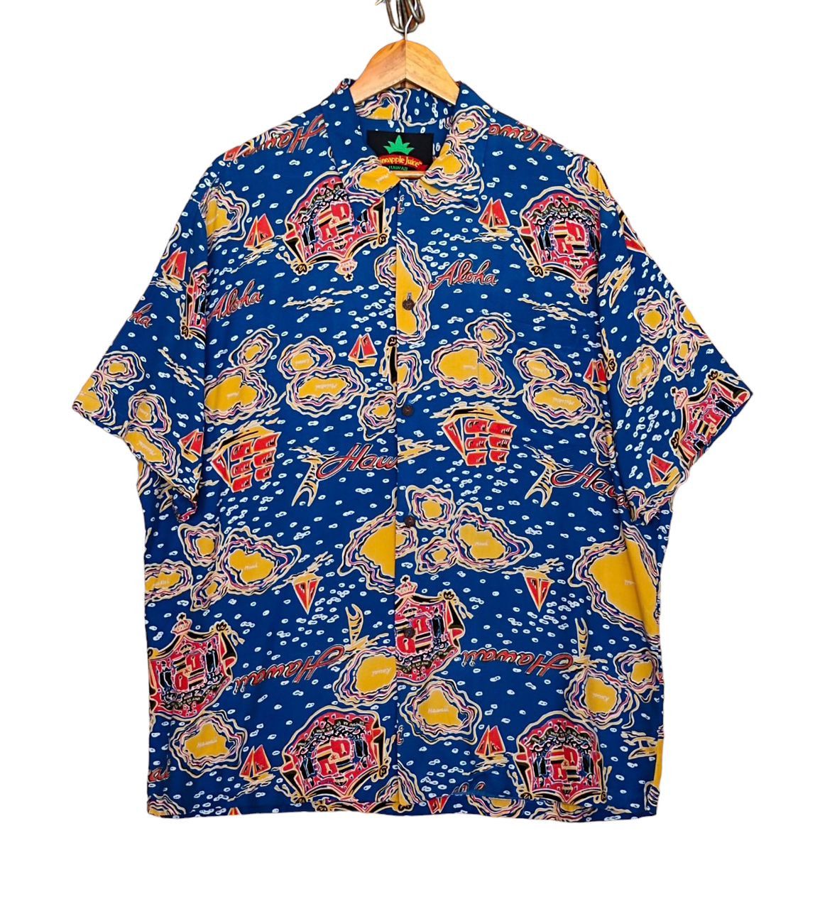 Hysteric Glamour 60s 70s Pineapple Juice Hawaii "Map Of Hawaii" Rayon Shirt Size US L / EU 52-54 / 3 - 1 Thumbnail