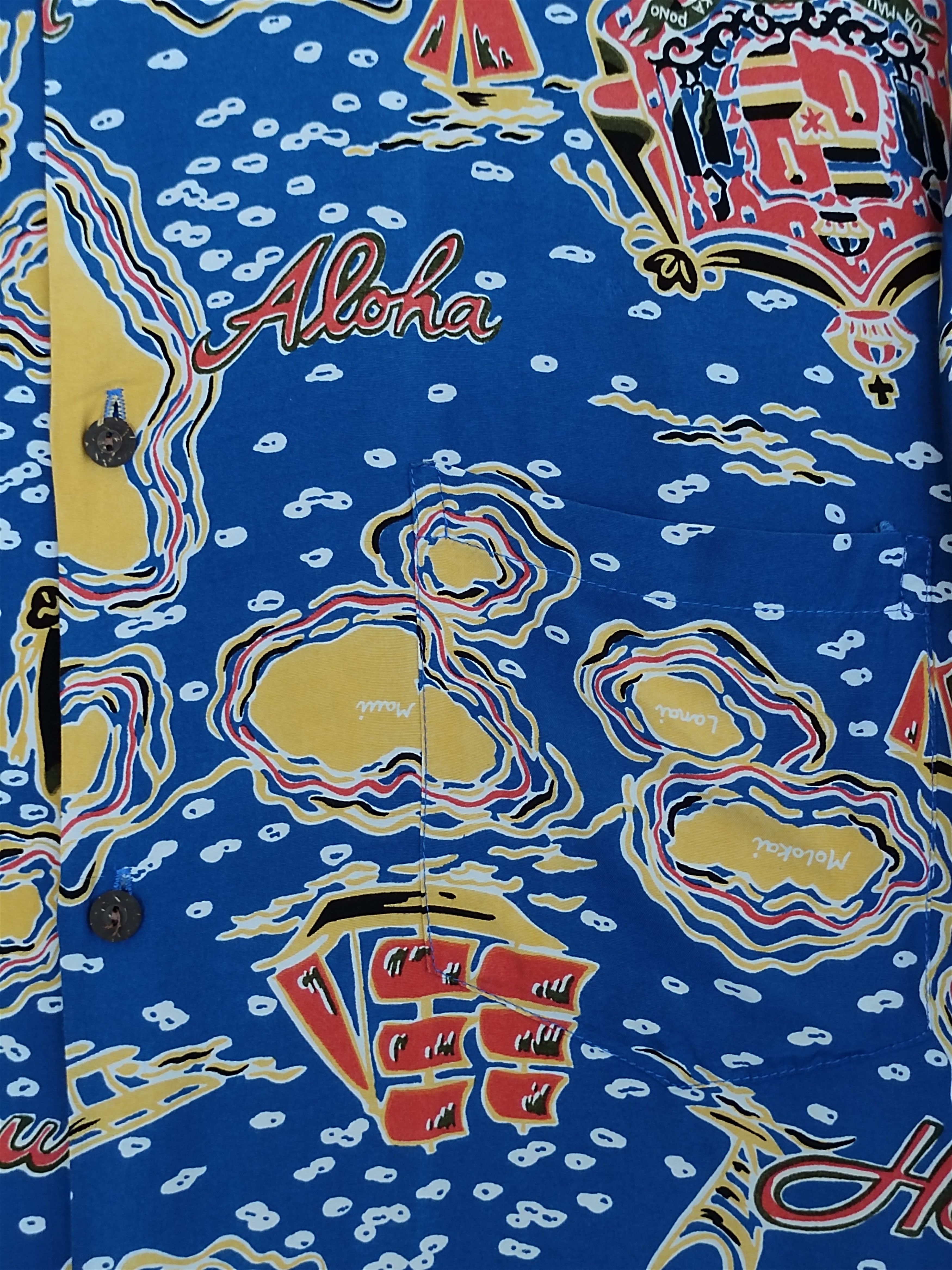 Hysteric Glamour 60s 70s Pineapple Juice Hawaii "Map Of Hawaii" Rayon Shirt Size US L / EU 52-54 / 3 - 3 Thumbnail