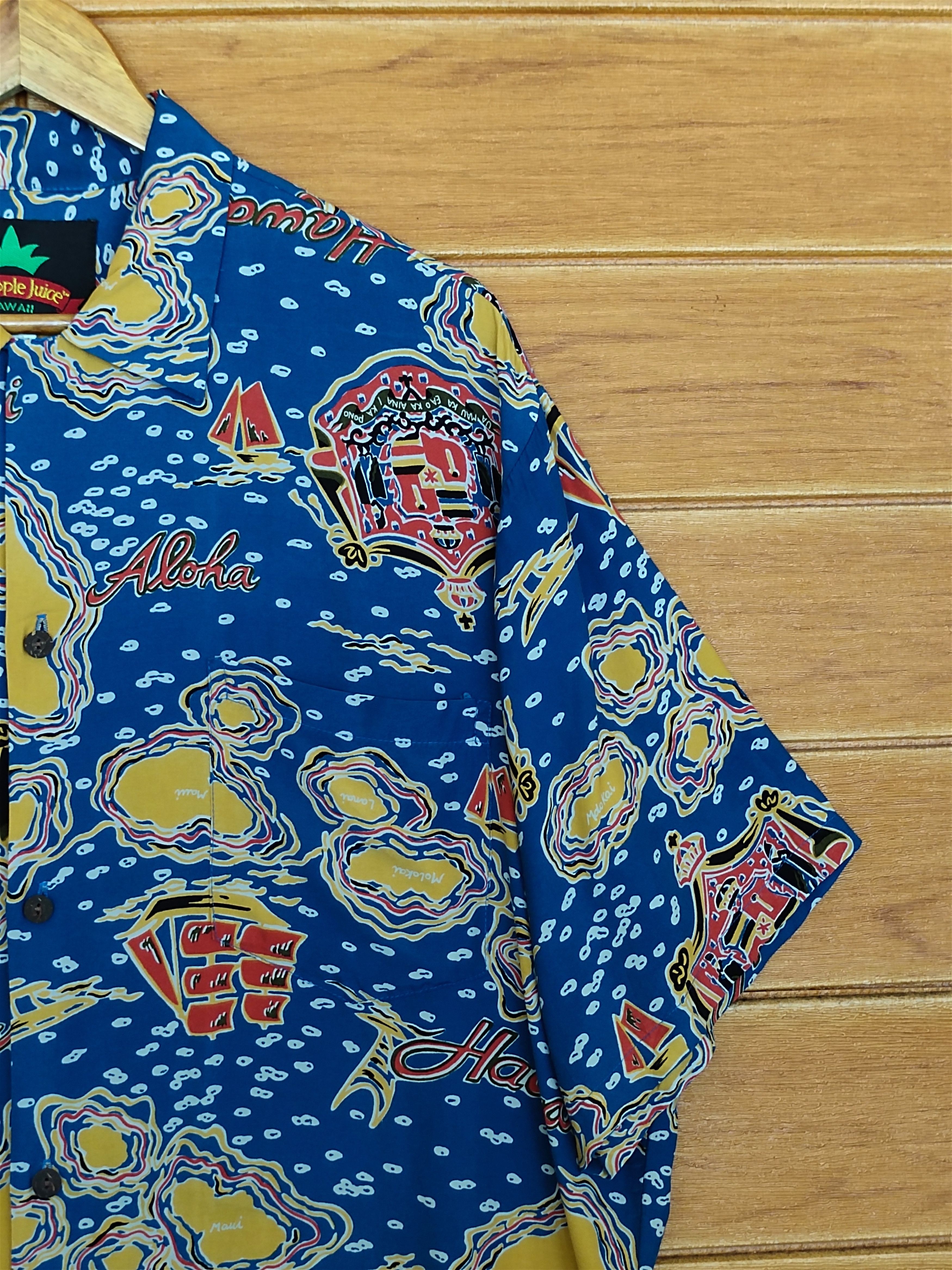 Hysteric Glamour 60s 70s Pineapple Juice Hawaii "Map Of Hawaii" Rayon Shirt Size US L / EU 52-54 / 3 - 5 Thumbnail