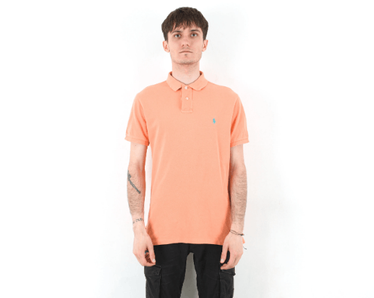 Polo Ralph Lauren Men M Custom Fit Shirt Orange Peach Short Sleeved Casual Top Size US M / EU 48-50 / 2 - 2 Thumbnail