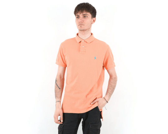 Polo Ralph Lauren Men M Custom Fit Shirt Orange Peach Short Sleeved Casual Top Size US M / EU 48-50 / 2 - 3 Thumbnail