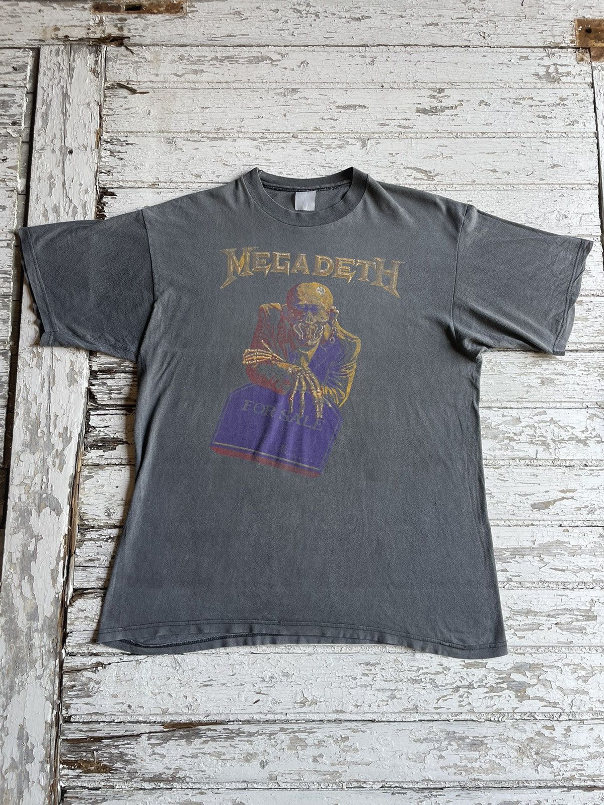 image of Band Tees x Megadeth 1987 Megadeth Peace Sells Faded Size XL in Grey, Men's