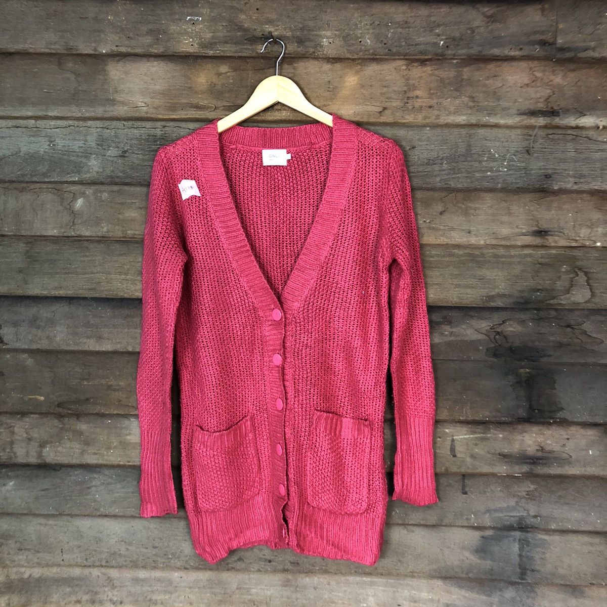 Japanese Brand Only Pink Cardigan crochet mesh net knitwear #427B Size S / US 4 / IT 40 - 1 Thumbnail