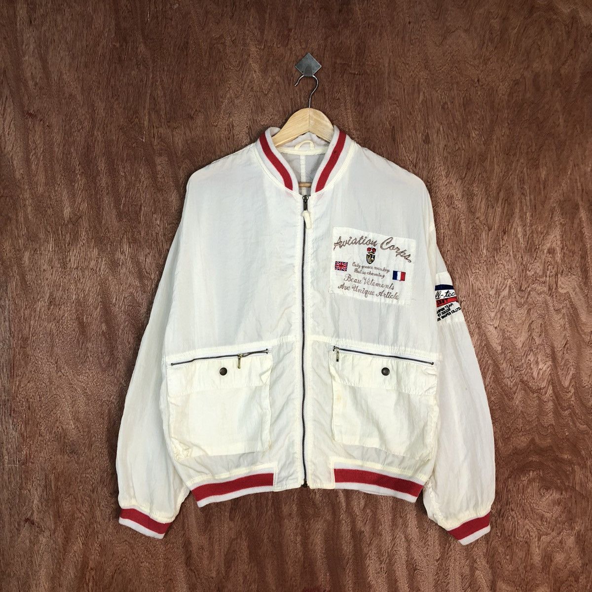 image of Vintage Shelltec Aviation Corp Varsity White Light Jacket C913, Men's (Size Large)