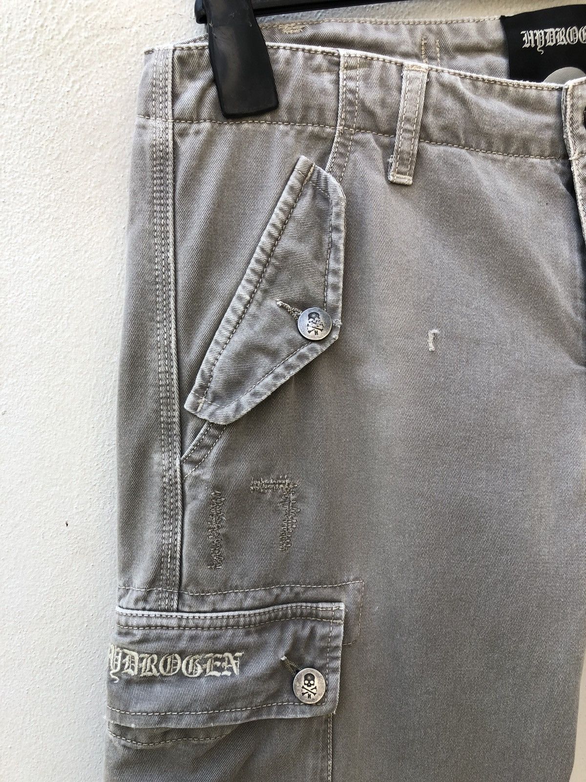 HYDROGEN Vintage Hydrogen 73000 Cargo Skull Sun Faded Trouser Pant Size US 31 - 8 Thumbnail