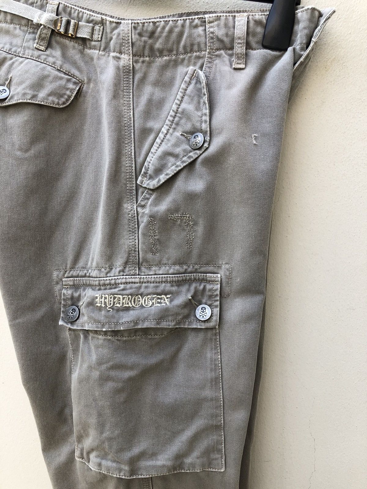 HYDROGEN Vintage Hydrogen 73000 Cargo Skull Sun Faded Trouser Pant Size US 31 - 22 Thumbnail