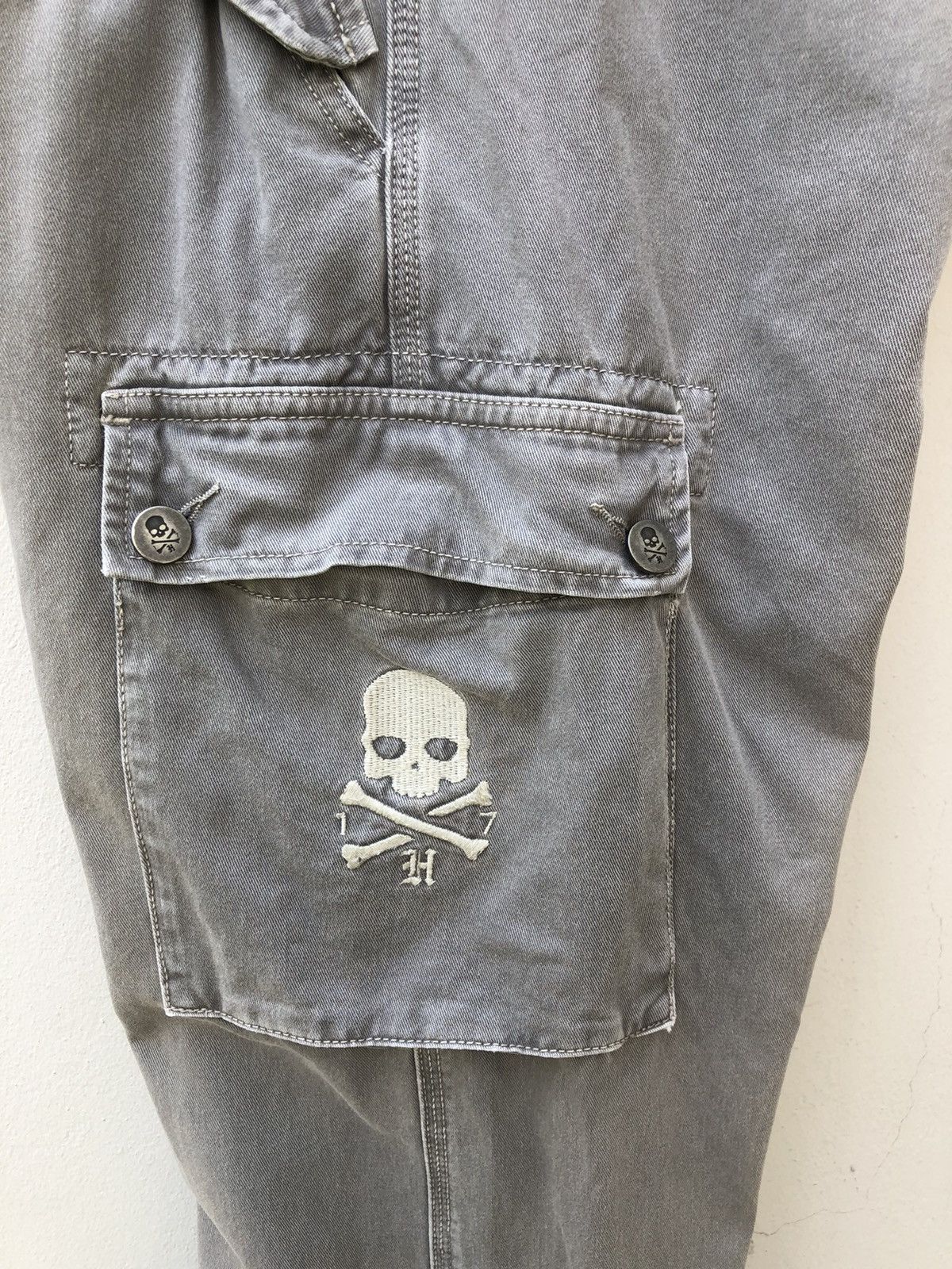 HYDROGEN Vintage Hydrogen 73000 Cargo Skull Sun Faded Trouser Pant Size US 31 - 20 Thumbnail