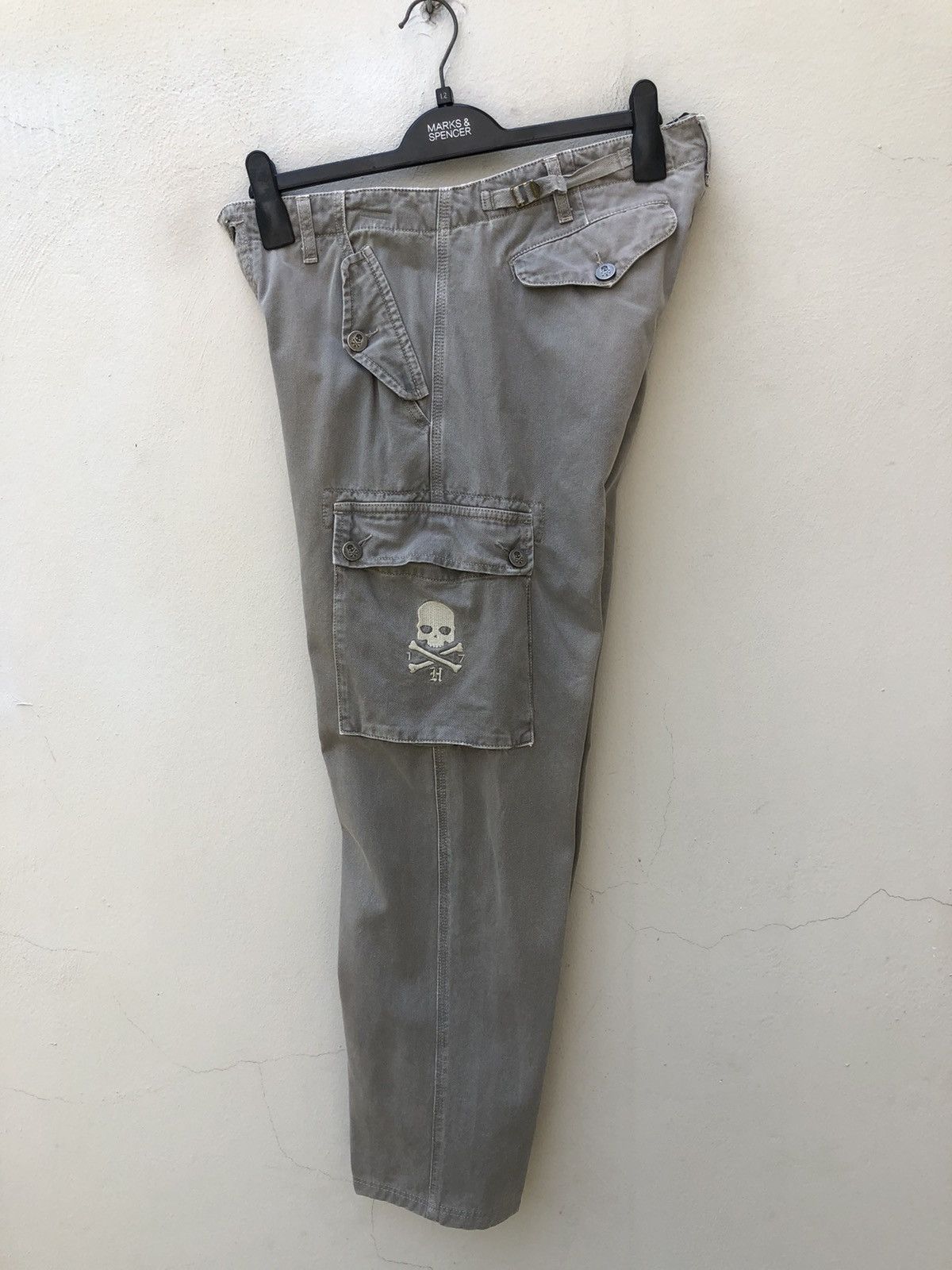 HYDROGEN Vintage Hydrogen 73000 Cargo Skull Sun Faded Trouser Pant Size US 31 - 19 Thumbnail